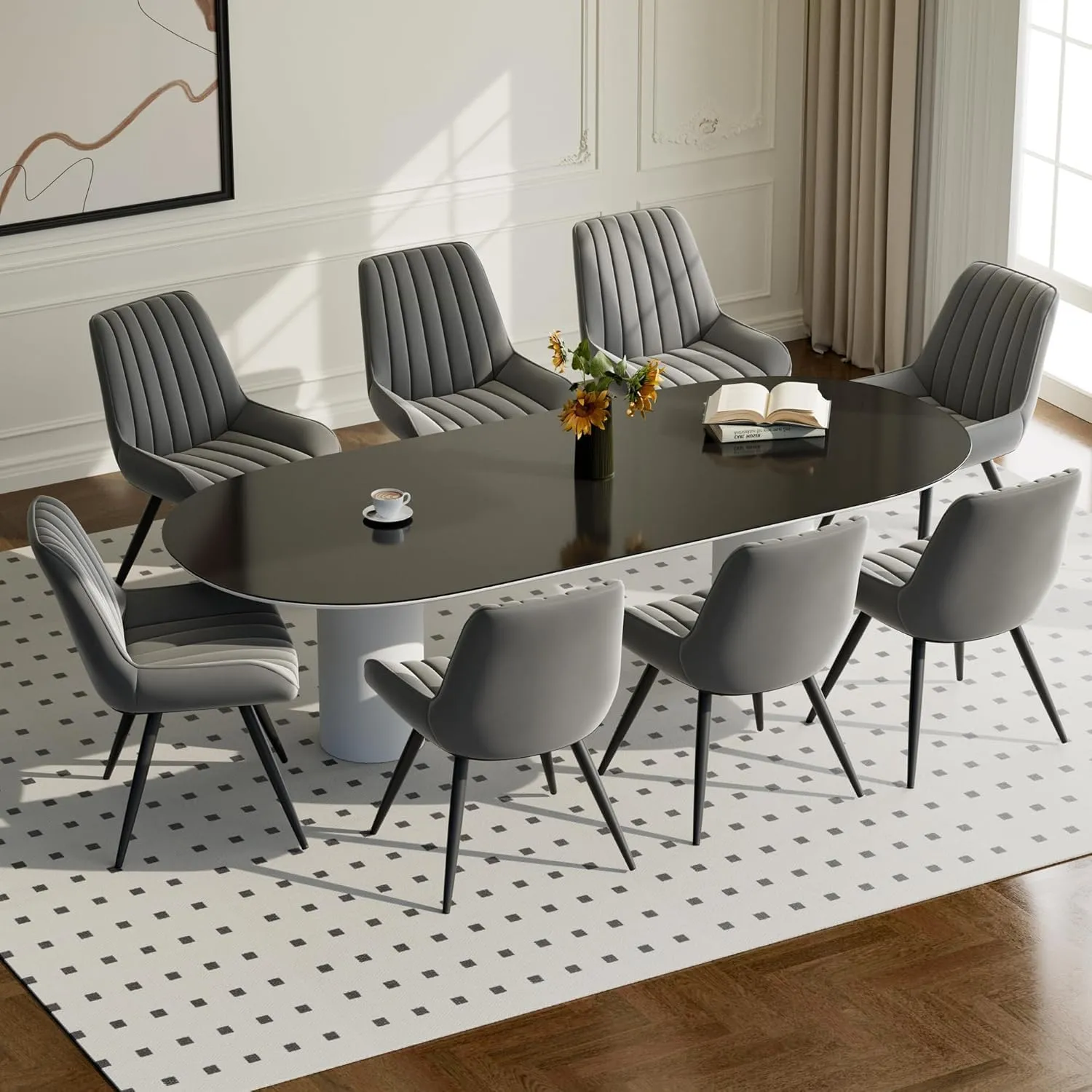 Hawthyhome Esszimmerstühle 8er Set | Polsterstühle mit 10 cm Sitzkissen • künstlicher Stoff Dining Chair • Küchenstuhl …
