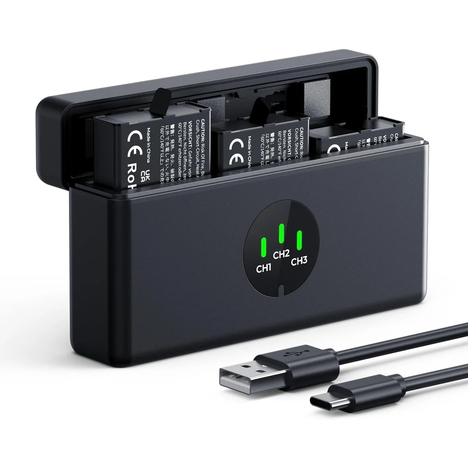 K&F CONCEPT Osmo Action 5 Pro Akku-Pack (3er-Pack) mit 3-Fach-Ladegerät, 2100-mAh-Akku,OSMO Action 5 Pro Akku-Ladegerät…