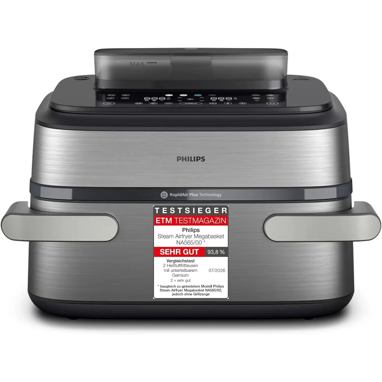 Philips Steam Airfryer 5000 Megabasket Heißluftfritteuse, Silber, 9,5 L