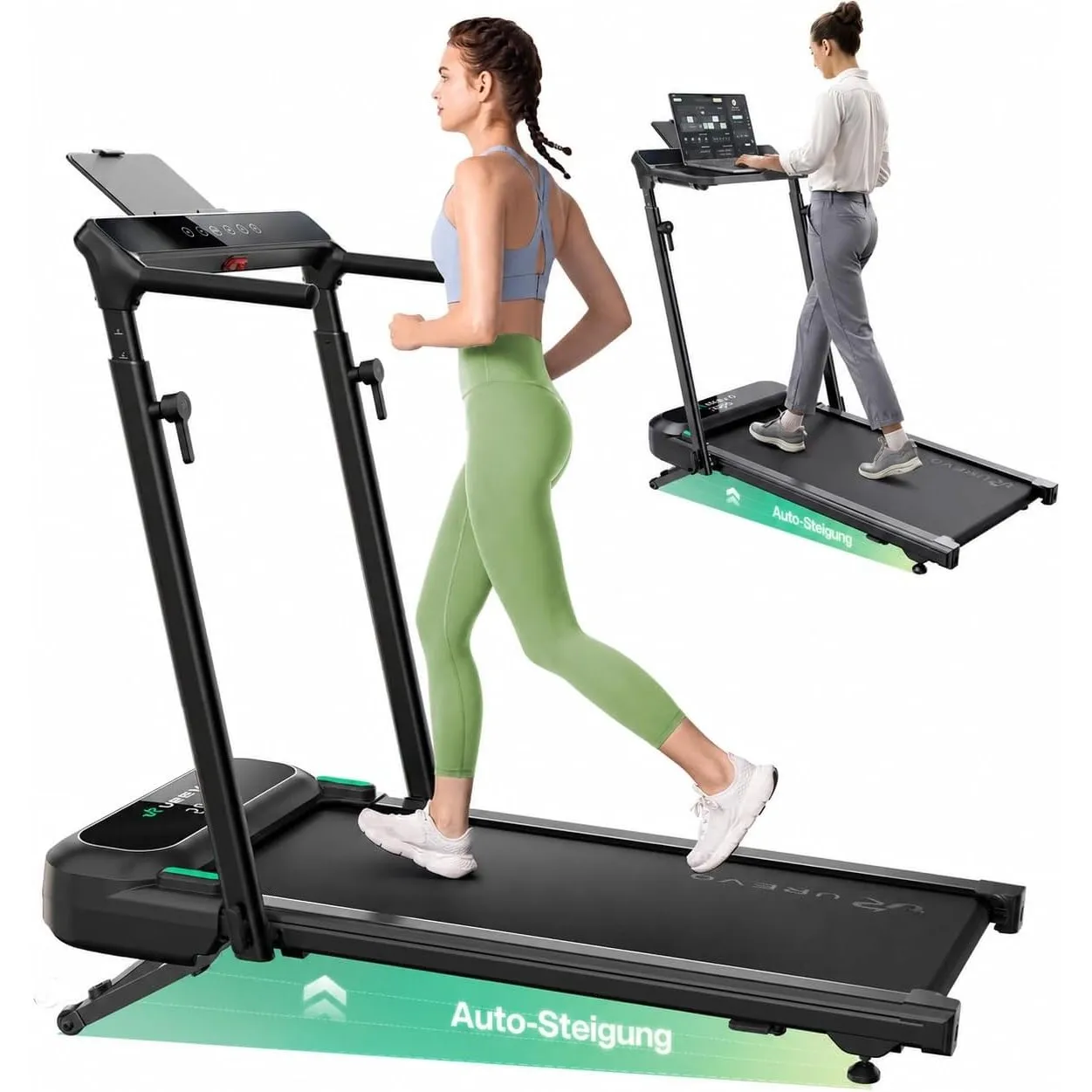 UREVO Laufband mit automatischer Steigung und Dual-Brushless-Antrieb