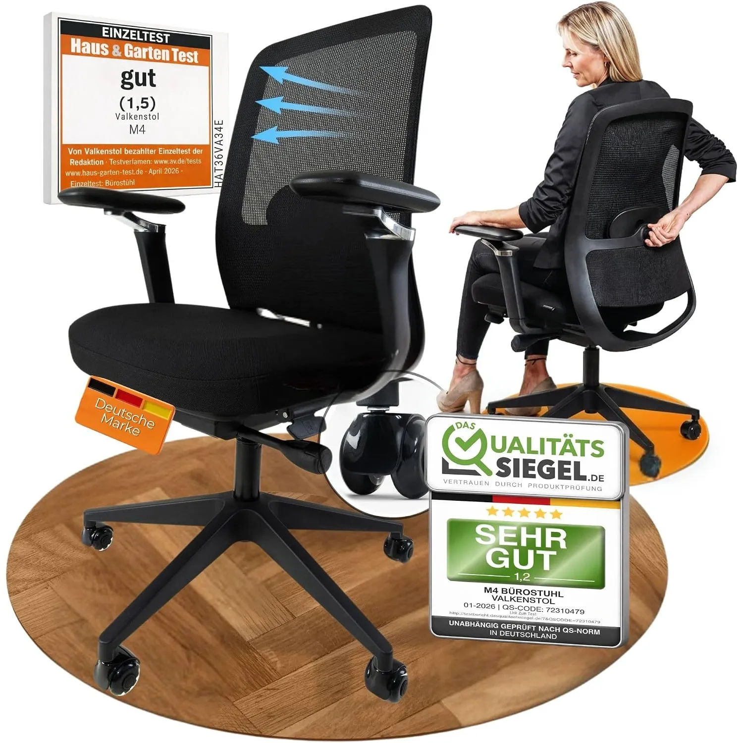 VALKENSTOL M4 Bürostuhl Ergonomisch TESTSIEGER - Büro & Home Office Chair