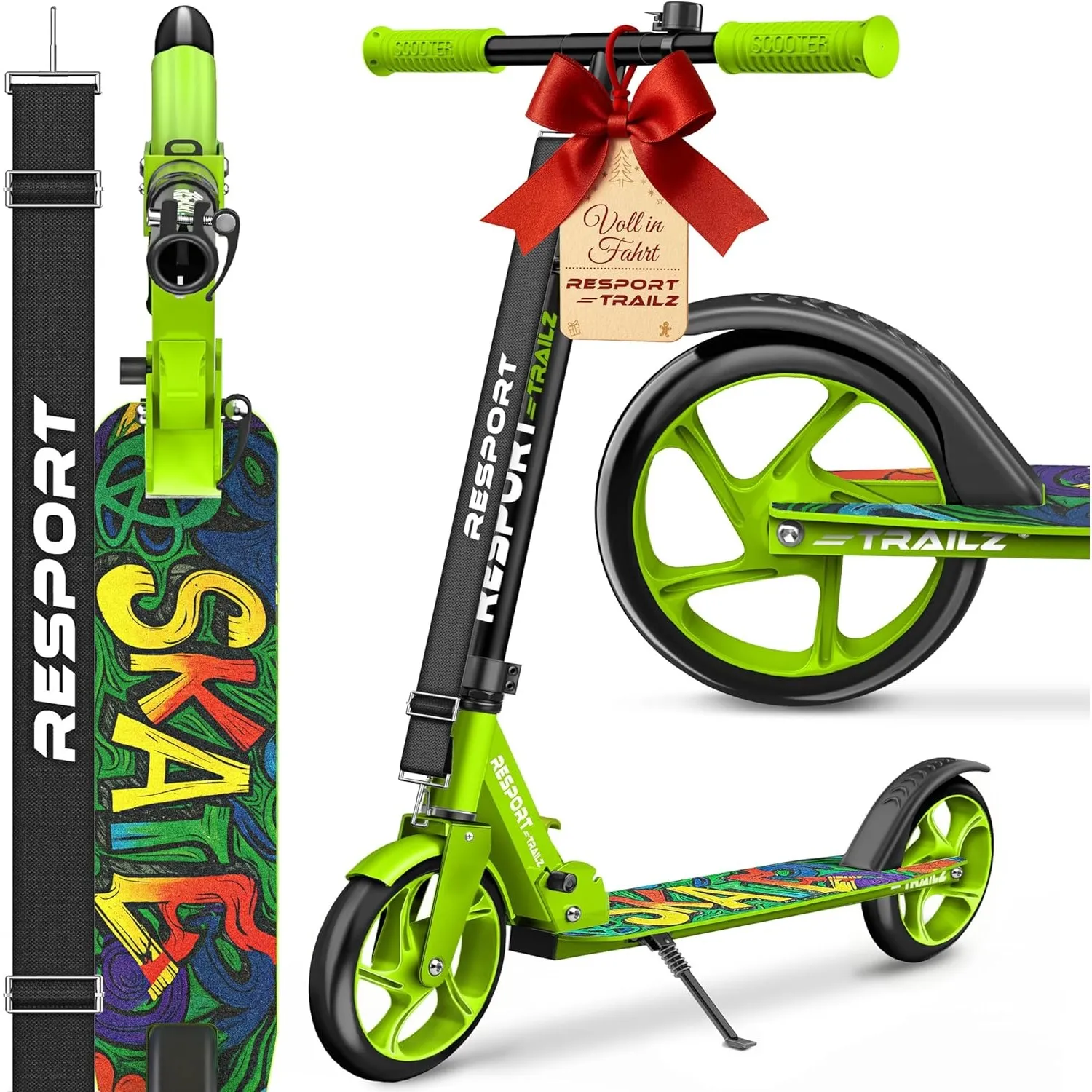 RE:SPORT® Cityroller für Kinder & Erwachsene mit Klingel & Tragegurt | Tretroller Scooter höhenverstellbar & klappbar b…