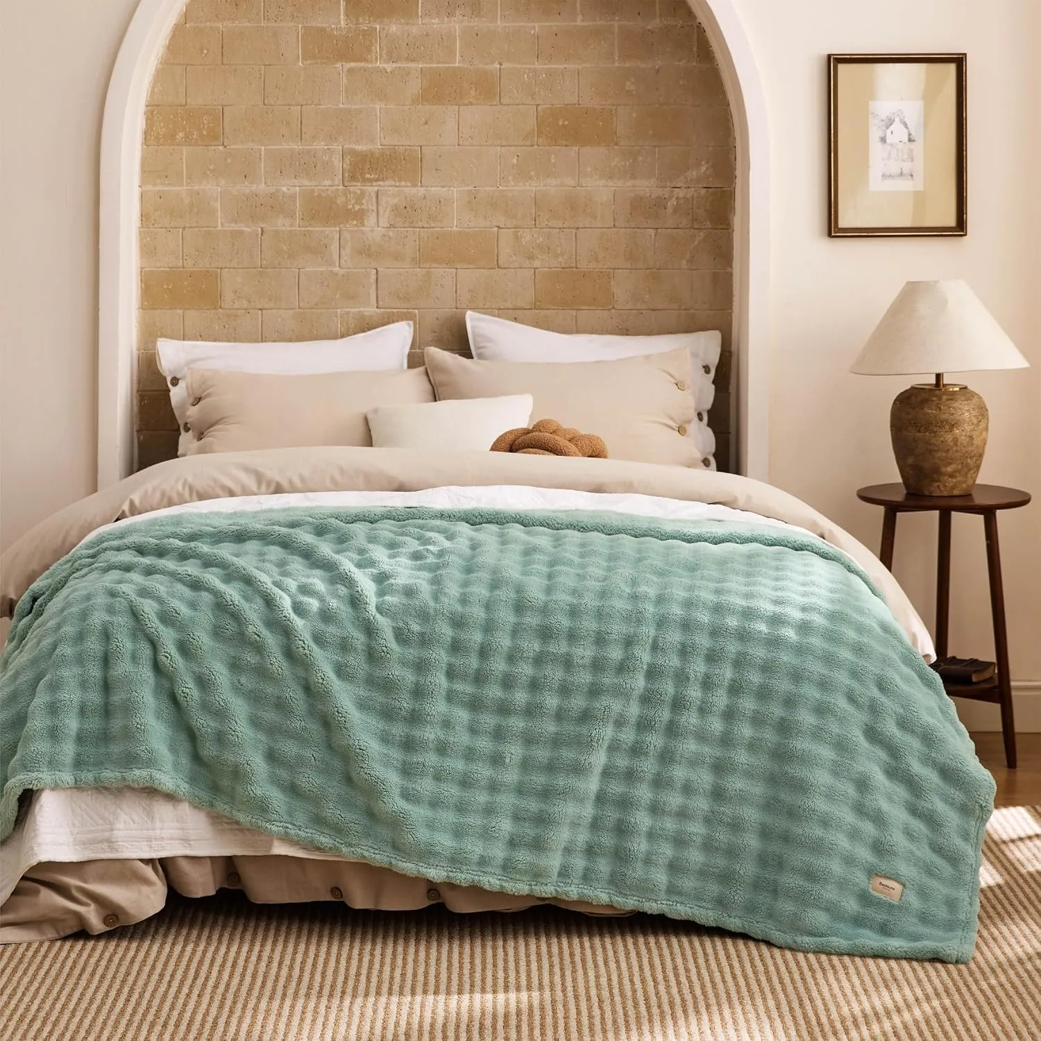 BEDSURE Kuscheldecke Flauschig Bubble Decke - Grün, 220x240 cm