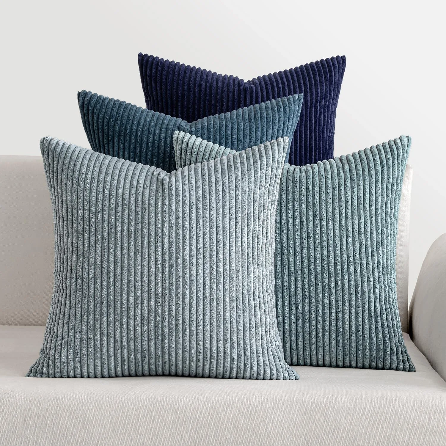 MIULEE Kissenbezug 60x60 4er Set Kordsamt Kissenhülle sofakissen Dark Blue
