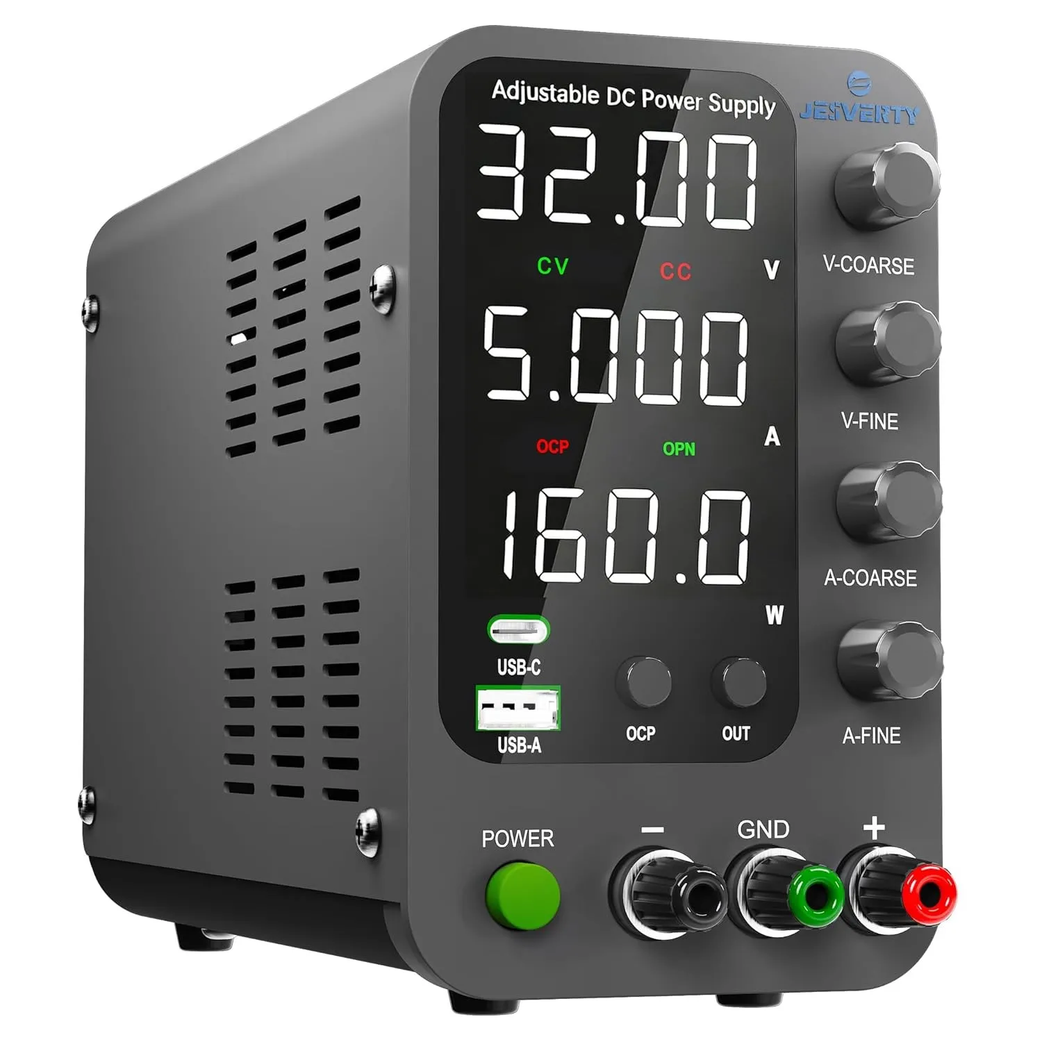 Labornetzteil, Jesverty Labornetzteil DC Regelbar Netzgerät(32V, 5A) mit 20W USB & Type-C Schnell-Ladung, Encoder Coras…