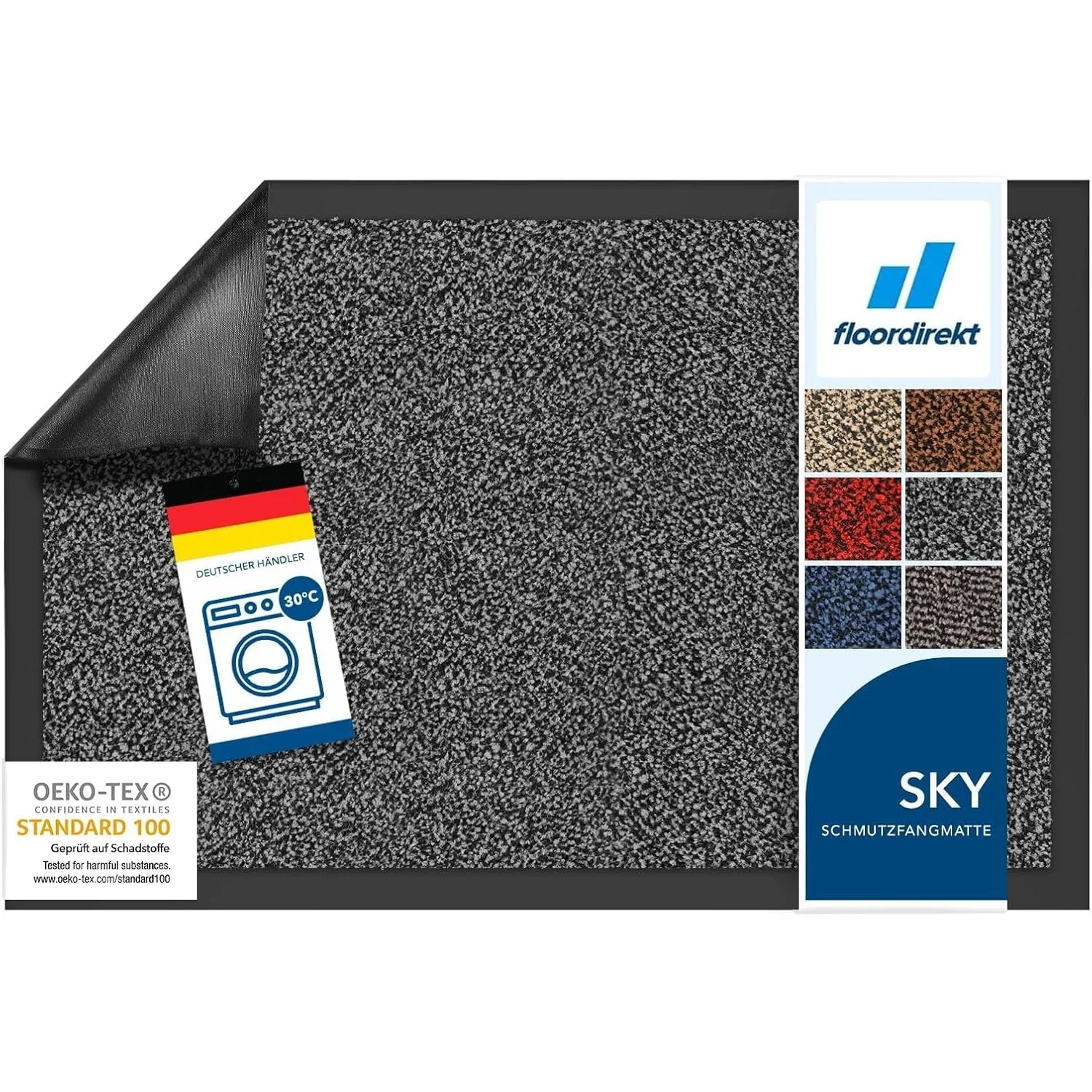 Floordirekt Schmutzfangmatte Rhine - waschbare & leistungsstarke Fußmatte - Sauberlaufmatte mit Rutschfester Rückseite …