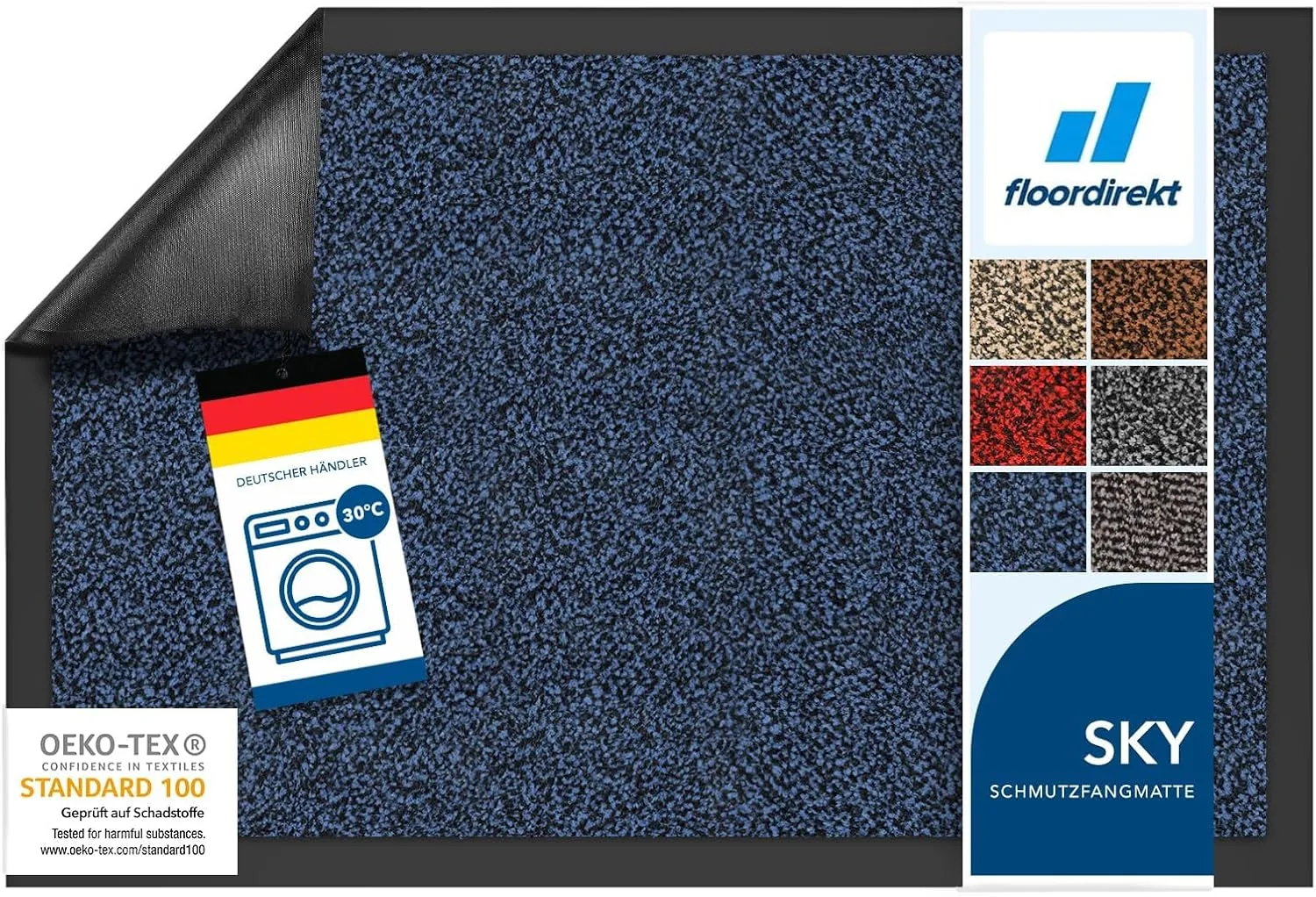 Floordirekt Schmutzfangmatte Rhine - waschbare & leistungsstarke Fußmatte - Sauberlaufmatte mit Rutschfester Rückseite …