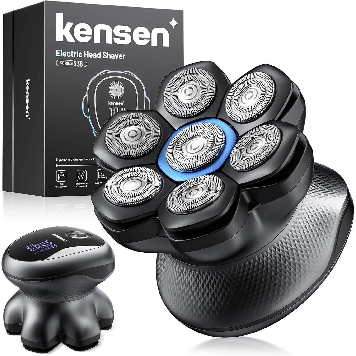 Glatzen Rasierer Herren, kensen Kopfrasierer Glatze 7D Bold Shaver 2 Stufen