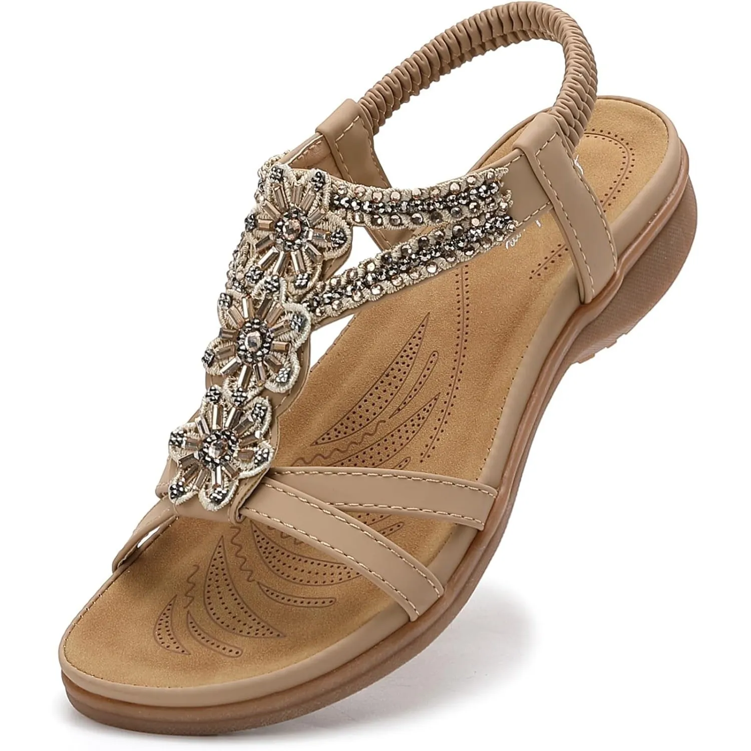 Littleplum Damen Sandalen Sommer Flach Sandalette Bohemia Strand Sandalen
