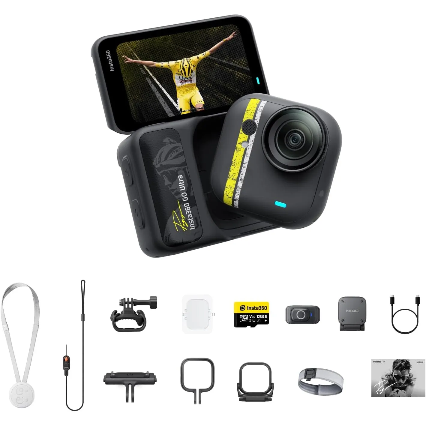Insta360 GO Ultra Tadej Pogačar-Edition – Kleine 4K Vlogging-Kamera, Freihändig, POV-Kamera, 1/1,28"-Sensor, 53 g leich…