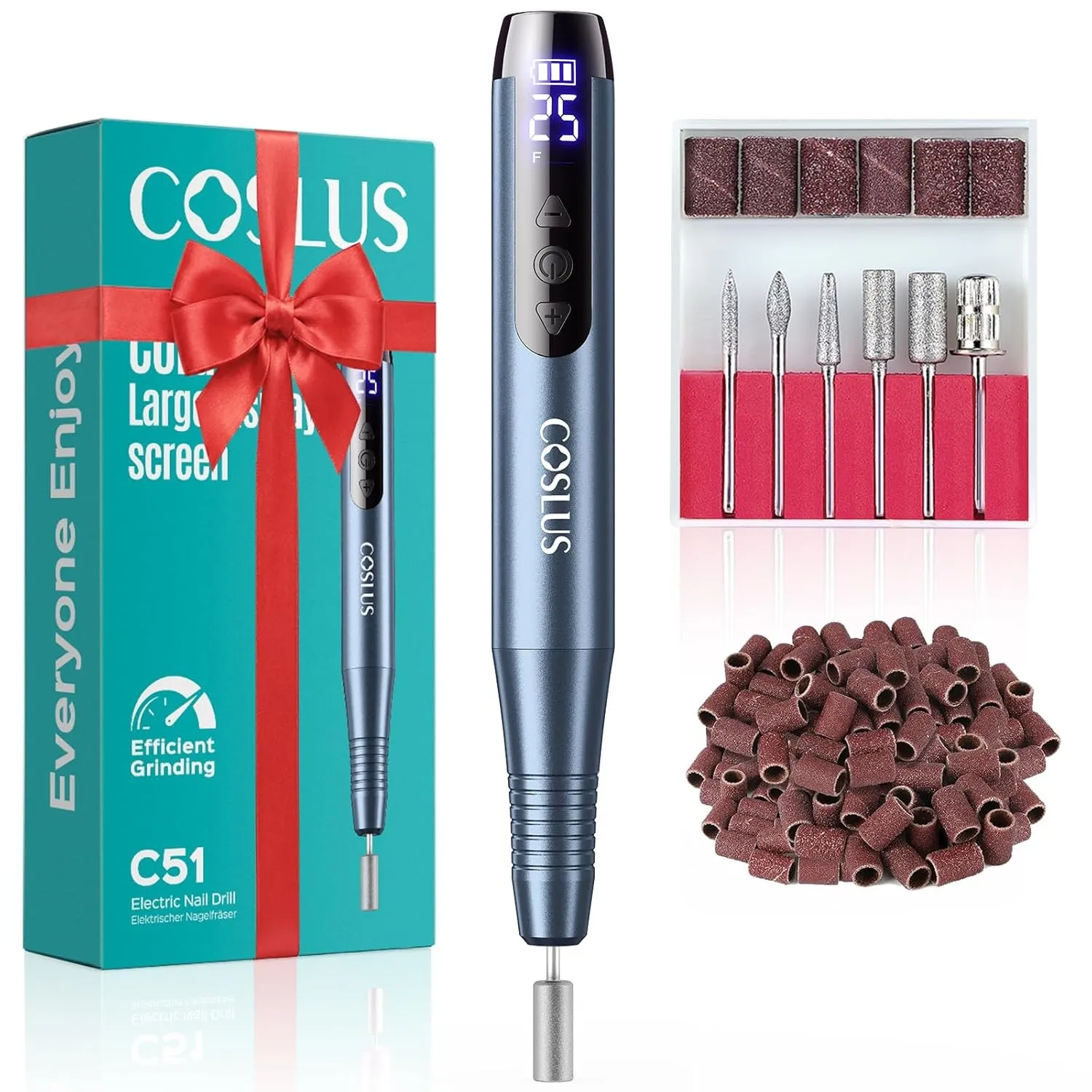 COSLUS C51 Kabelloser Tragbarer Elektrischer Nagelfräser mit LED-Display