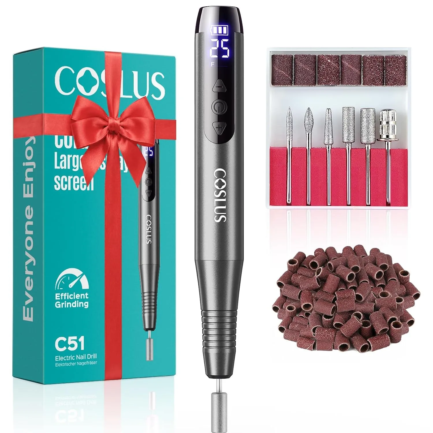 COSLUS C51 Kabelloser Elektro-Nagelschleifer,35000 U/Min,Grau