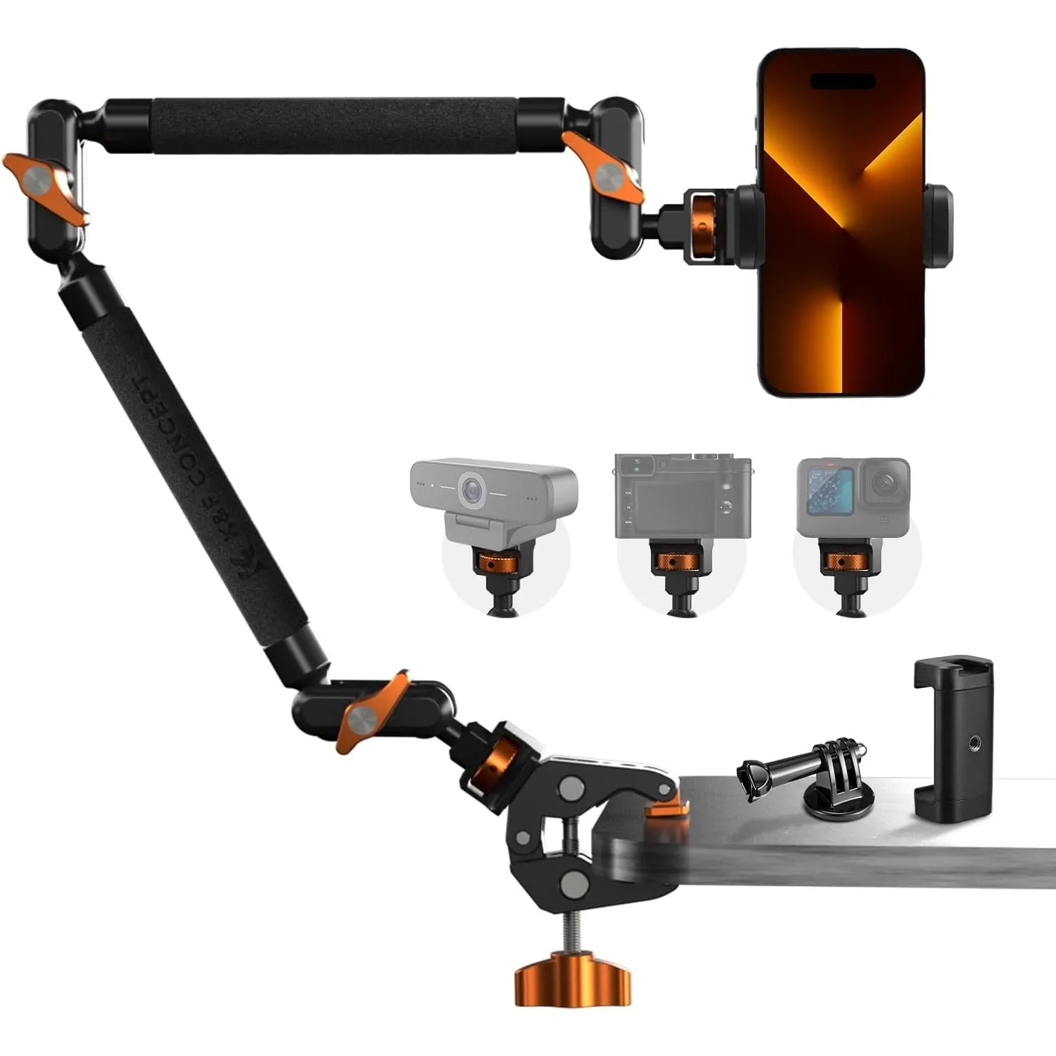 K&F CONCEPT 22" Magic Arm mit Klemme, Doppelkugelkopf