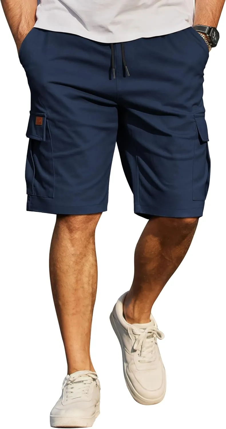 COOFANDY Kurze Hosen Herren Baumwolle Cargo Shorts Freizeithose Herren Kurz Elastische Taille Sommer Chino mit 6 Tasche…