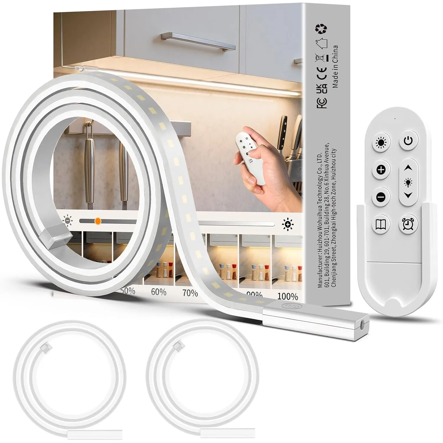 SIBI LIGHTING LED Unterbauleuchte Dimmbar, 3 Stück 1M Lichtleiste Küche Selbstklebend mit Fernbedienung, Flexibel Silik…