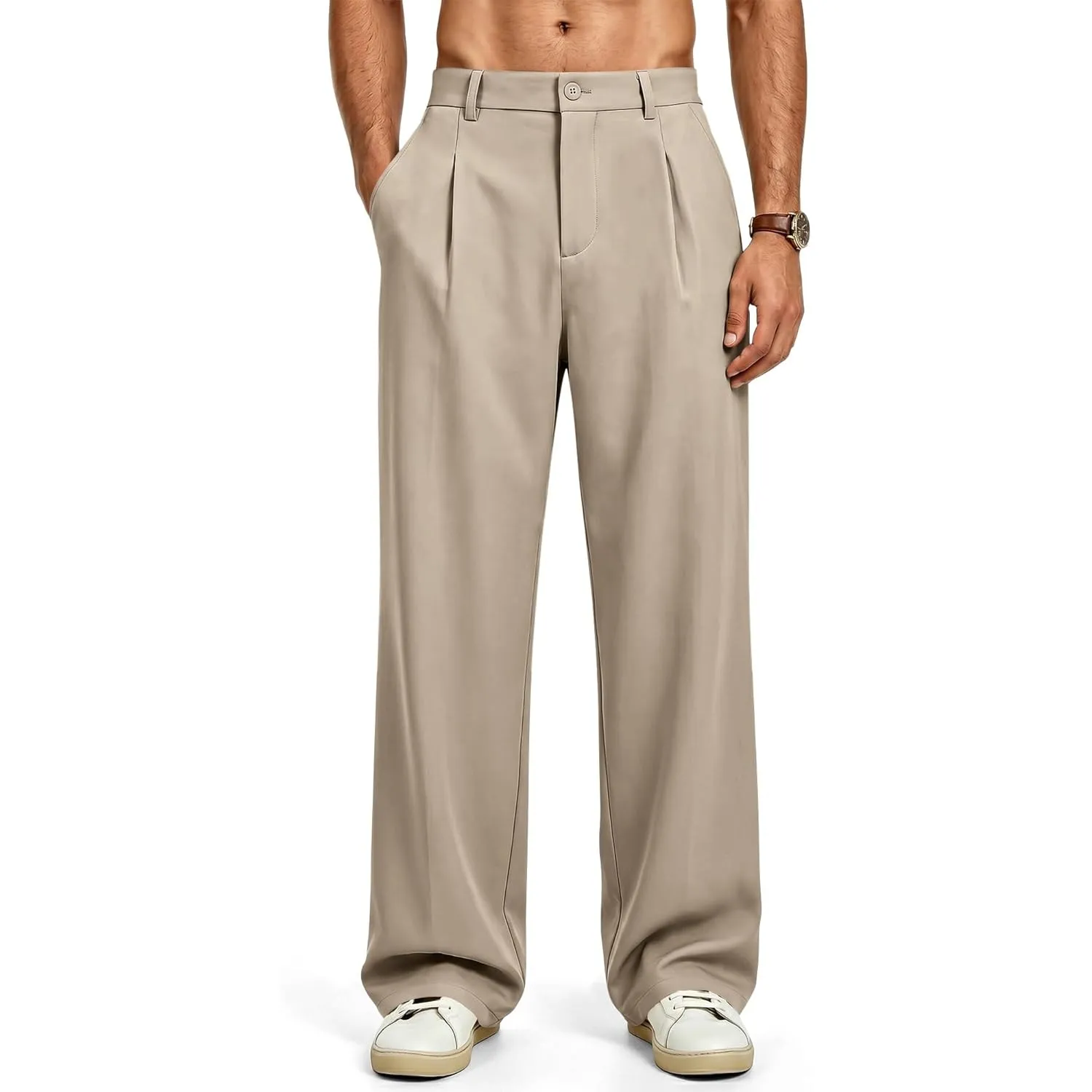 JMIERR Chino Hose Herren Baggy Anzughose Regular Fit Casual Sommer Weite Hose Herren Stretch Stoffhose Baggy Jogginghos…