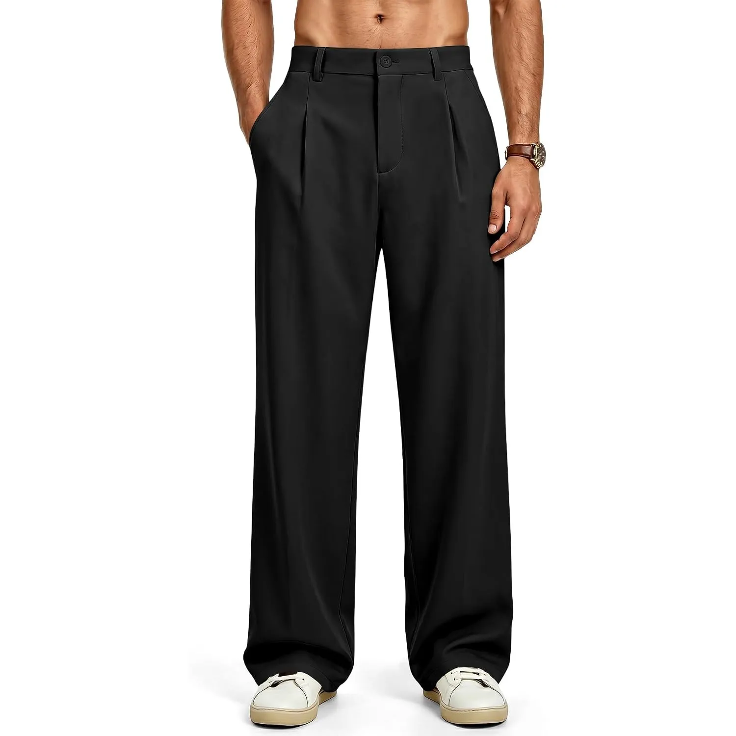 JMIERR Chino Hose Herren Baggy Anzughose Regular Fit Casual Sommer Weite Hose Herren Stretch Stoffhose Baggy Jogginghos…