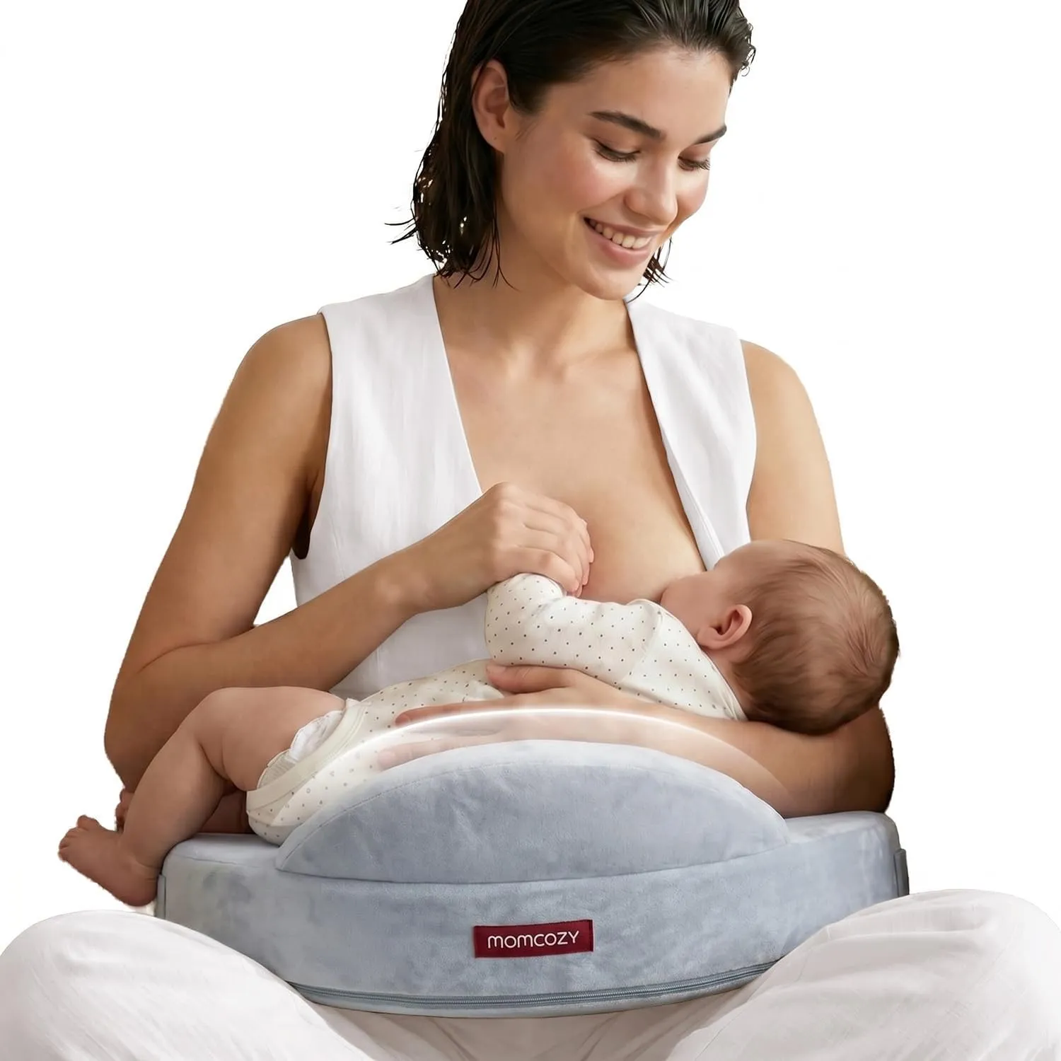 Momcozy Memory-Schaum Stillkissen mit Sicherheitsumrandung – Ergonomisches Still- und Lagerungskissen mit verstellbarem…