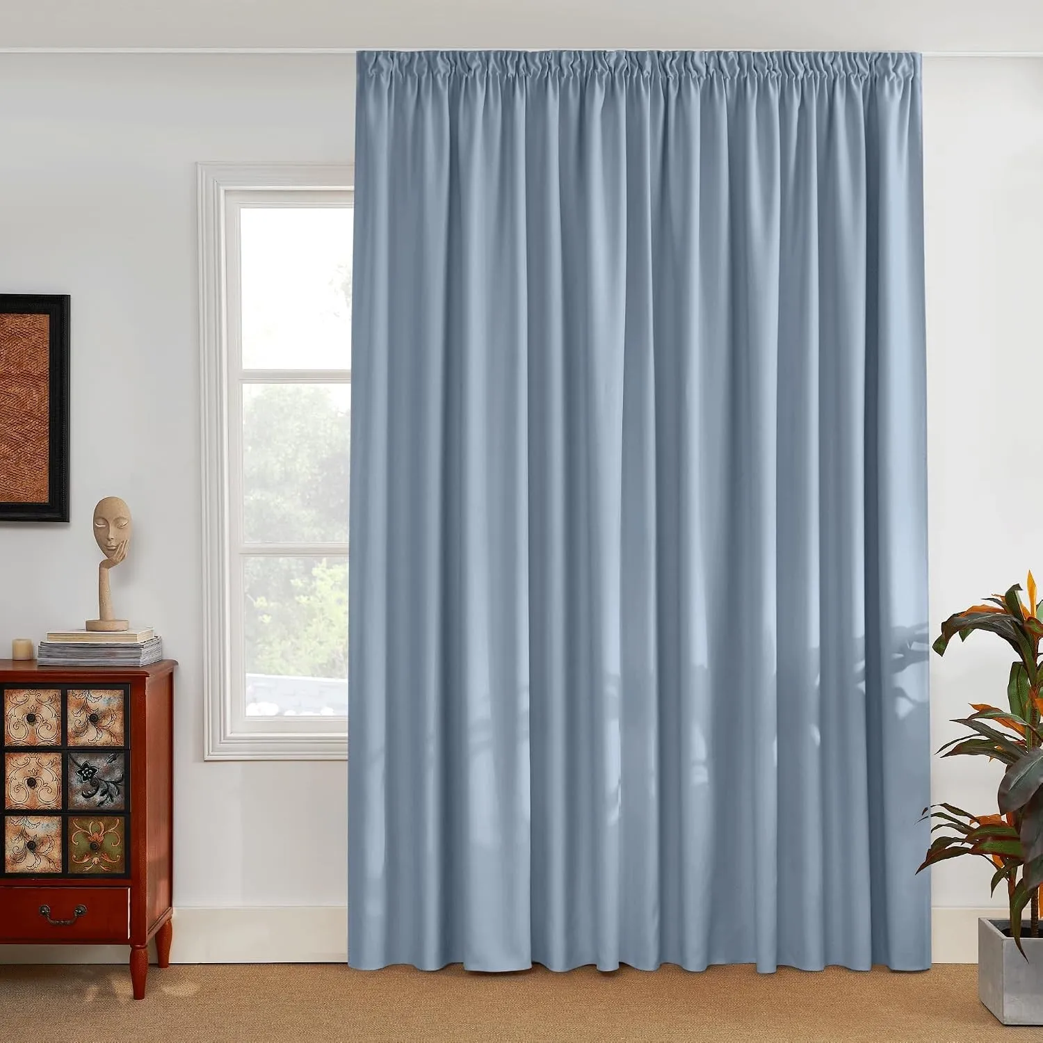 PONY DANCE Schlafzimmer Gardinen für Große Fenster Vorhänge Blickdicht | mit Kräuselband, 1er Set H 260 x B 300 cm, Ext…