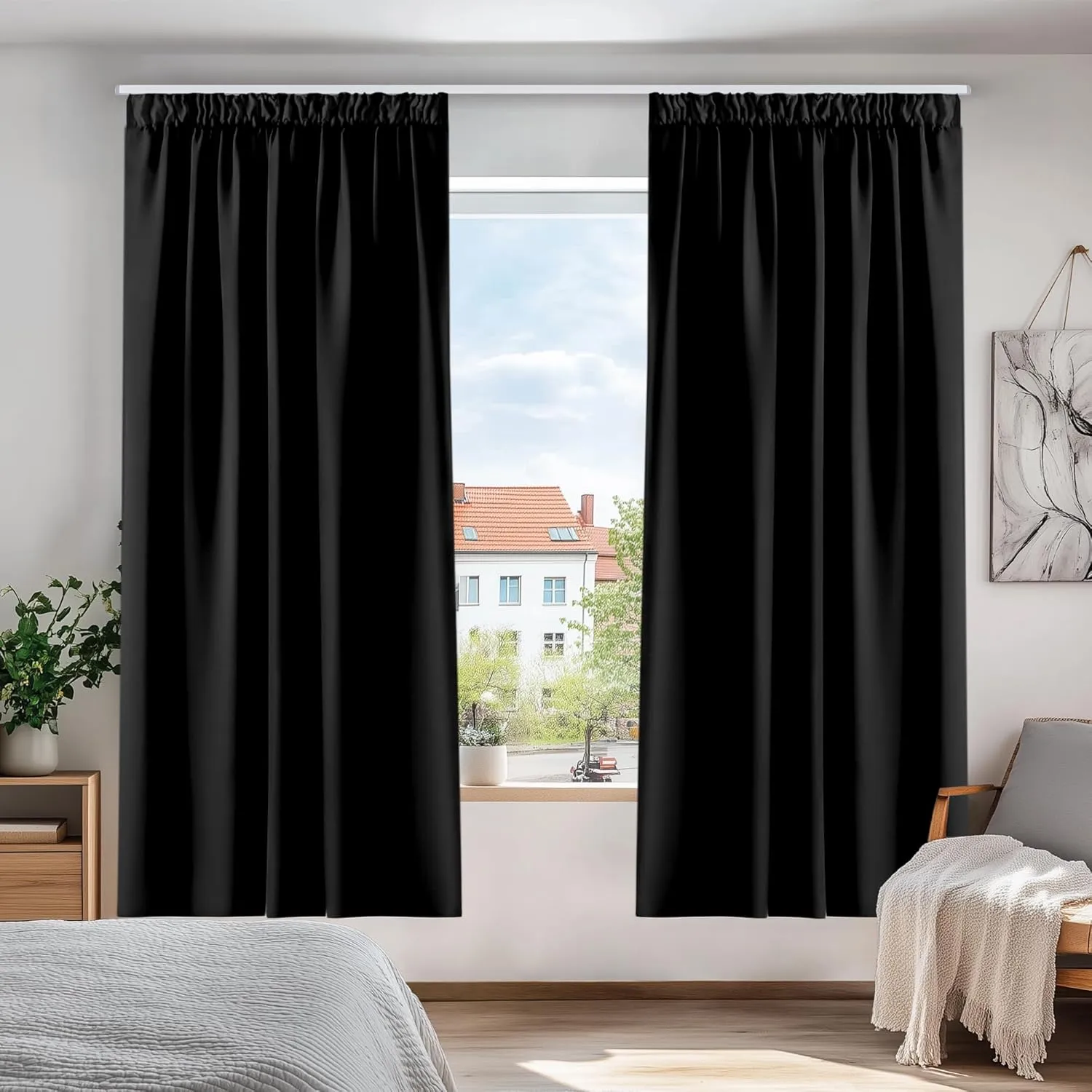 Deconovo Gardinen mit Kräuselband Verdunkelungsvorhang Blickdichter Vorhang Wohnzimmer Vorhänge Schlafzimmer Verdunkelu…