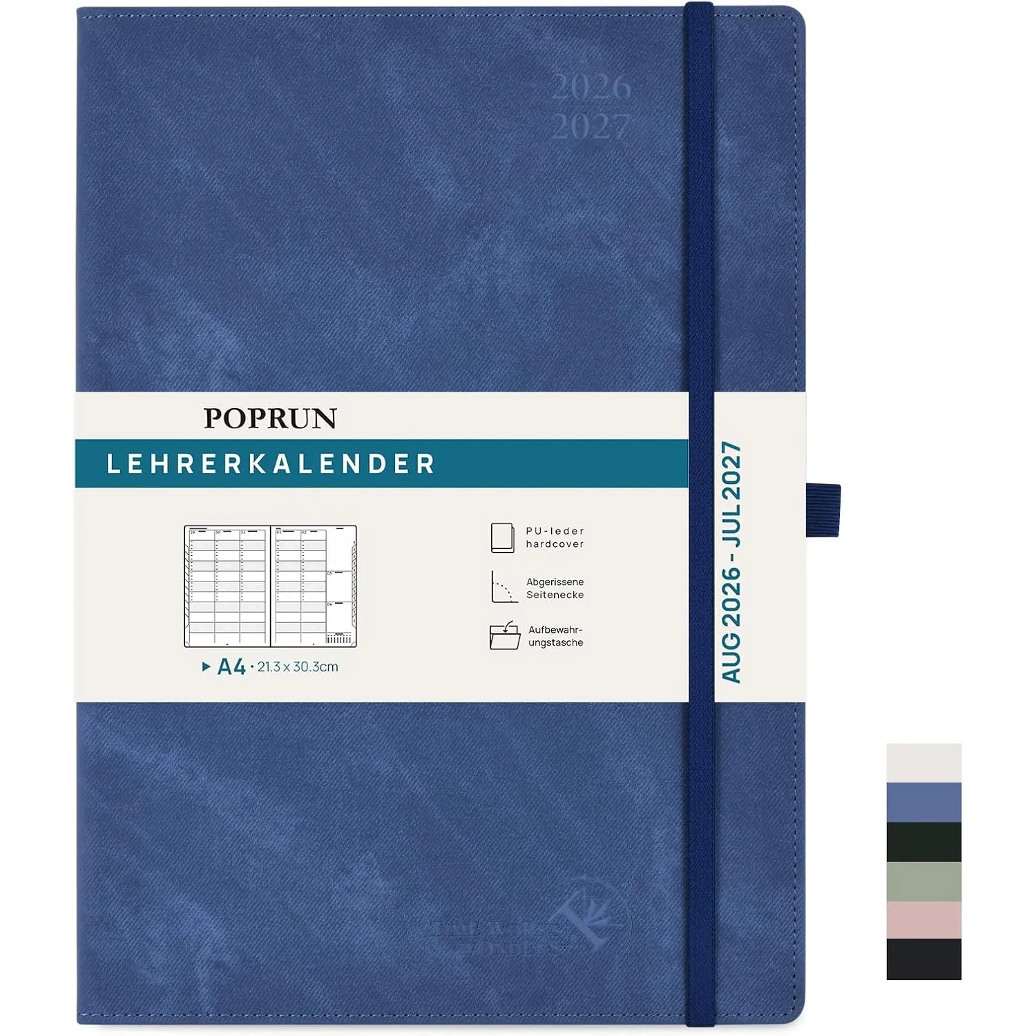 POPRUN Lehrerkalender 2026 2027 Hardcover ca.A4(21 x 29,7cm) auf Deutsch