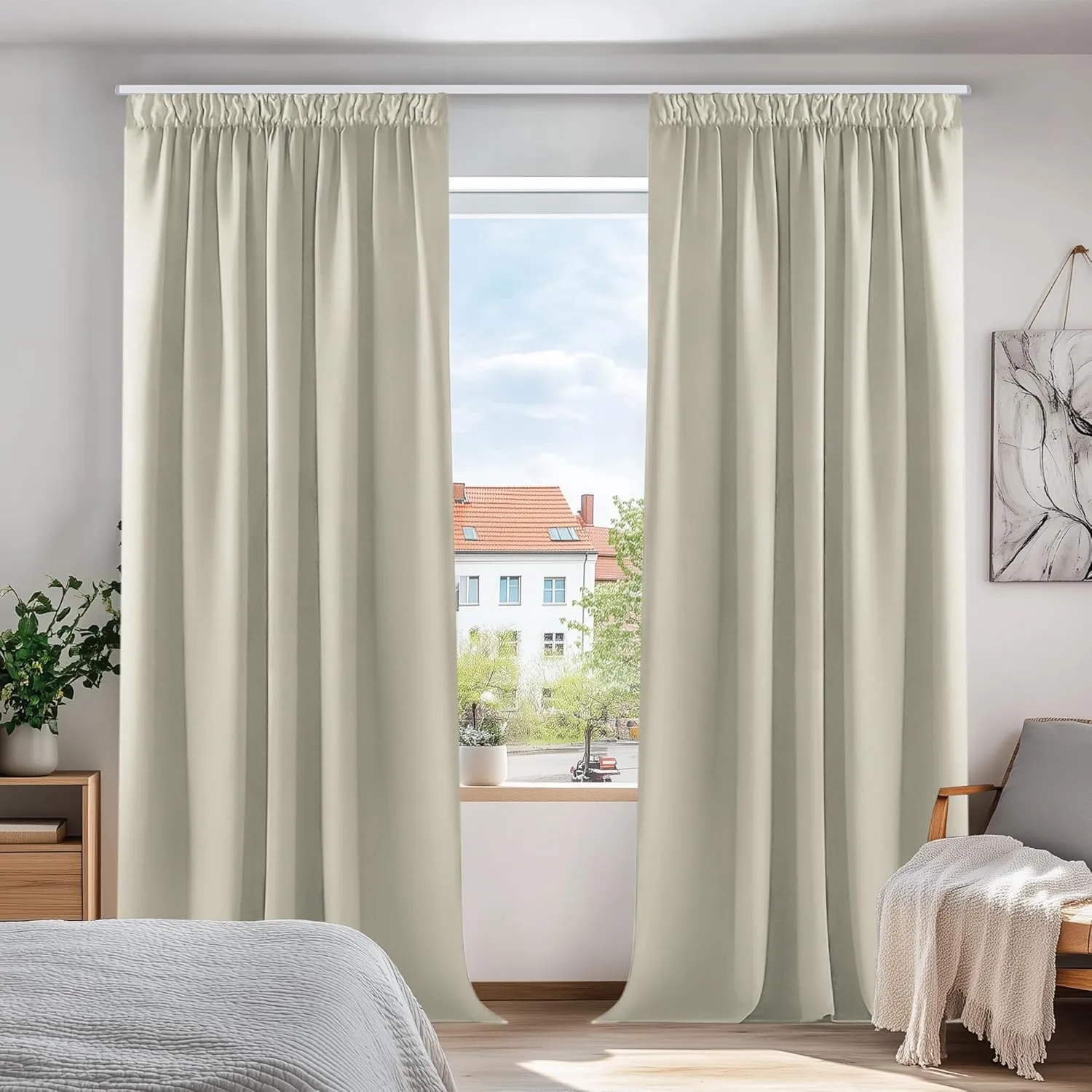 Deconovo Gardinen mit Kräuselband Verdunkelungsvorhang Blickdichter Vorhang Wohnzimmer Vorhänge Schlafzimmer Verdunkelu…