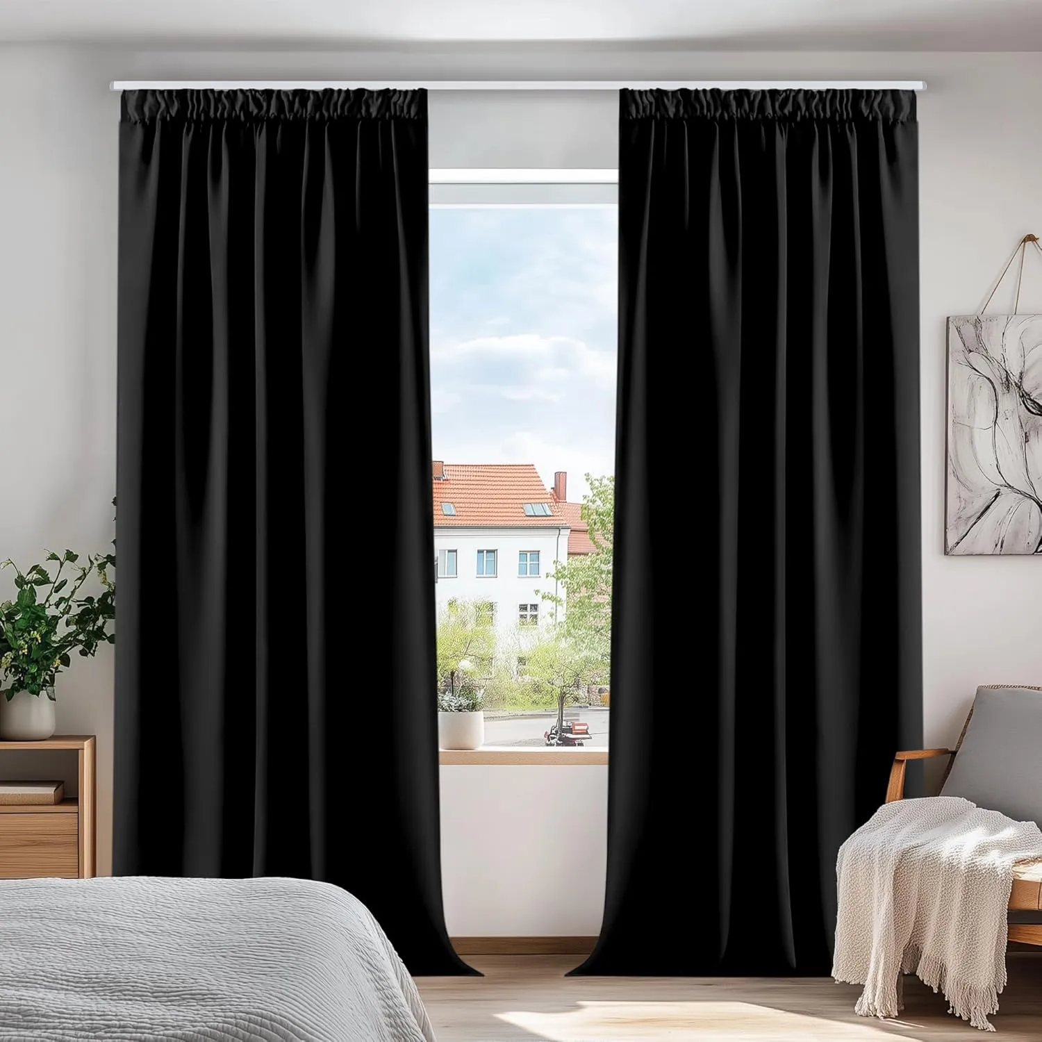 Deconovo Gardinen mit Kräuselband Verdunkelungsvorhang Blickdichter Vorhang Wohnzimmer Vorhänge Schlafzimmer Verdunkelu…