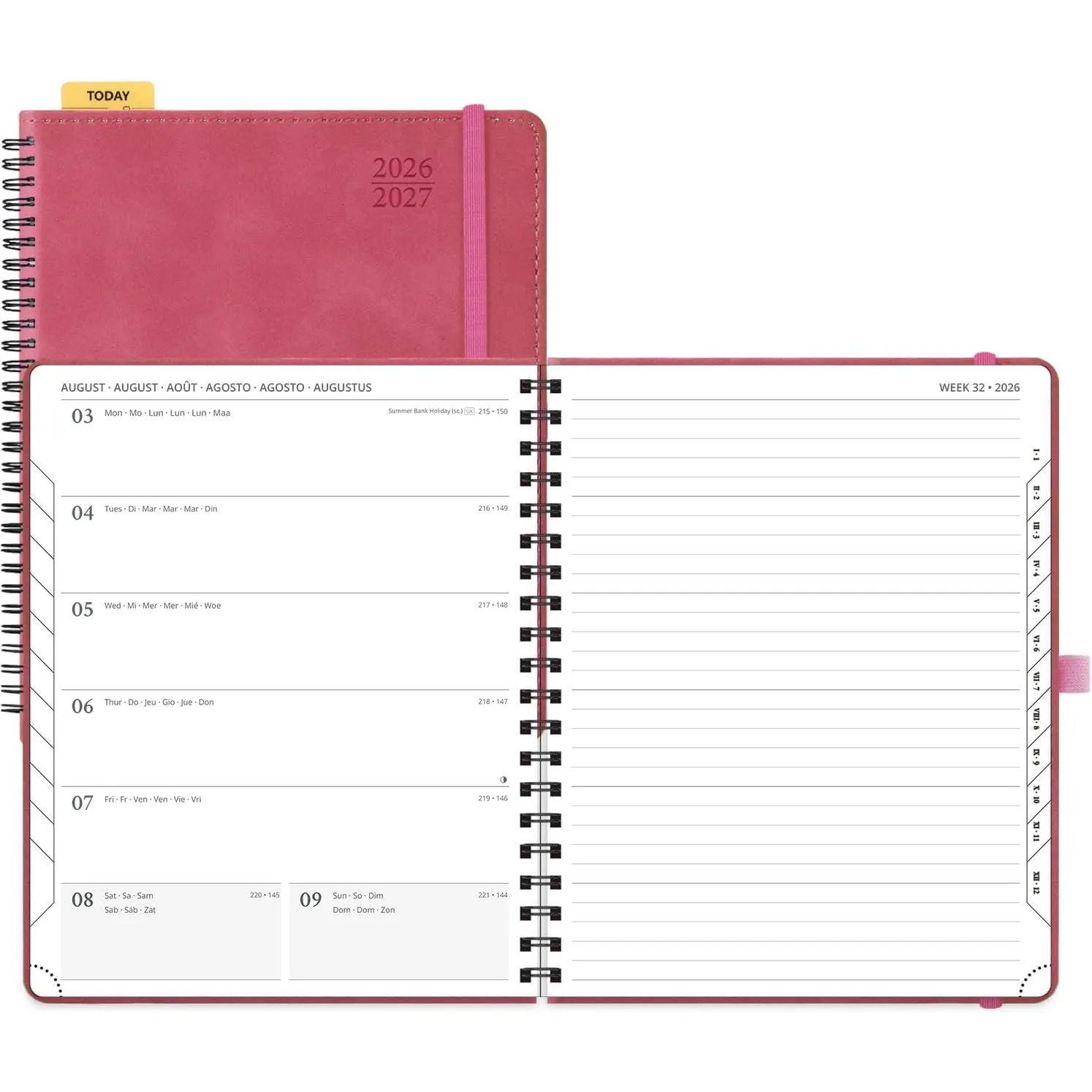 POPRUN Kalender 2026 2027 Spiralbuch mit Softcover ca.A4(21,2 x 25,9cm)