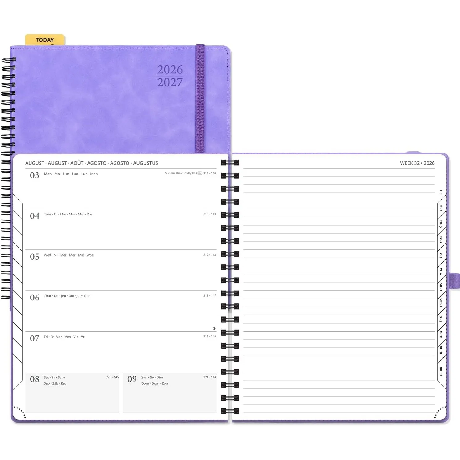 POPRUN Kalender 2026 2027 Spiralbuch mit Softcover ca.A4(21,2 x 25,9cm)