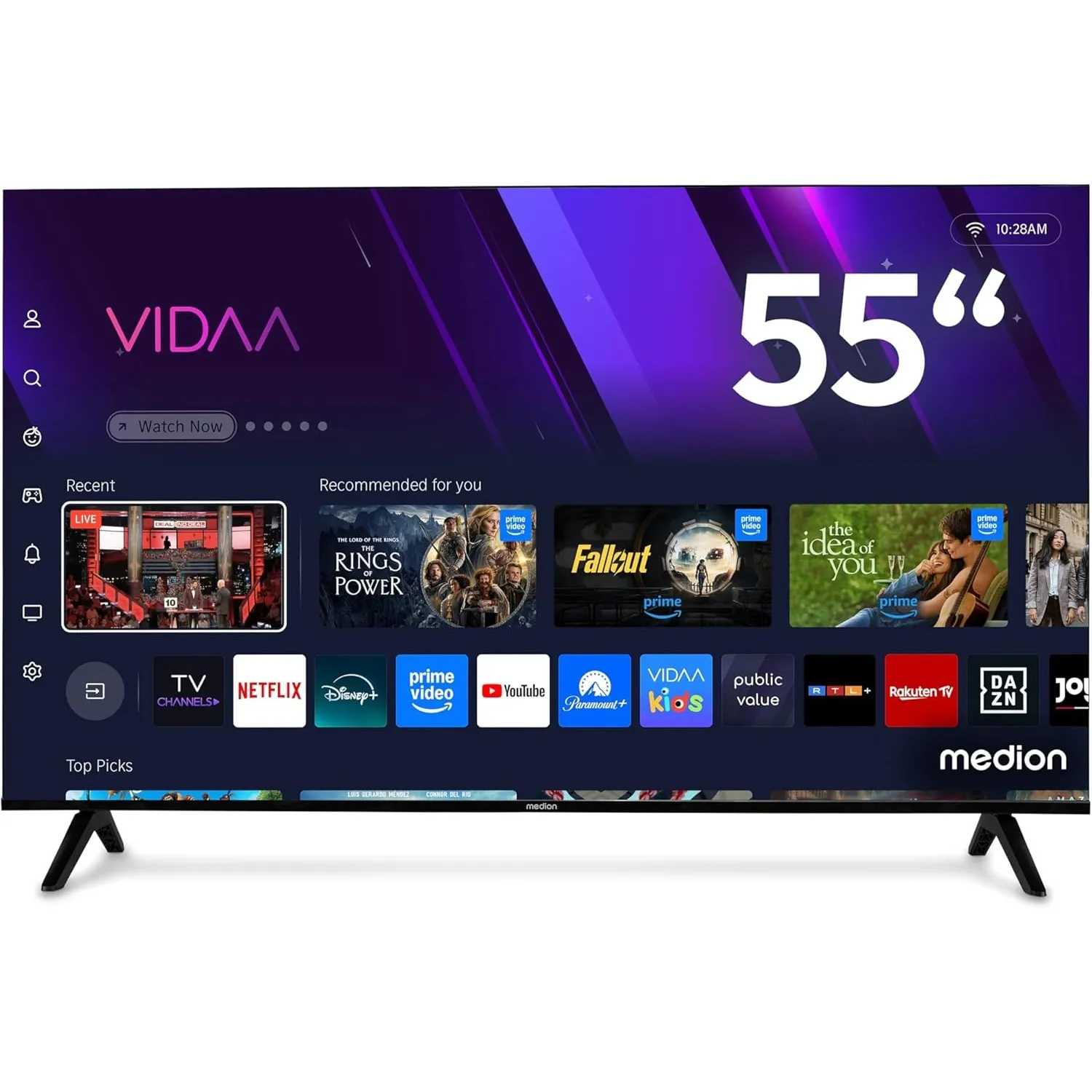 MEDION 138,8 cm (55 Zoll) Ultra HD Fernseher (Smart-TV, 4K, HDR10, VIDAA Store, HBO Max, MagentaTV, Prime Video, Disney…