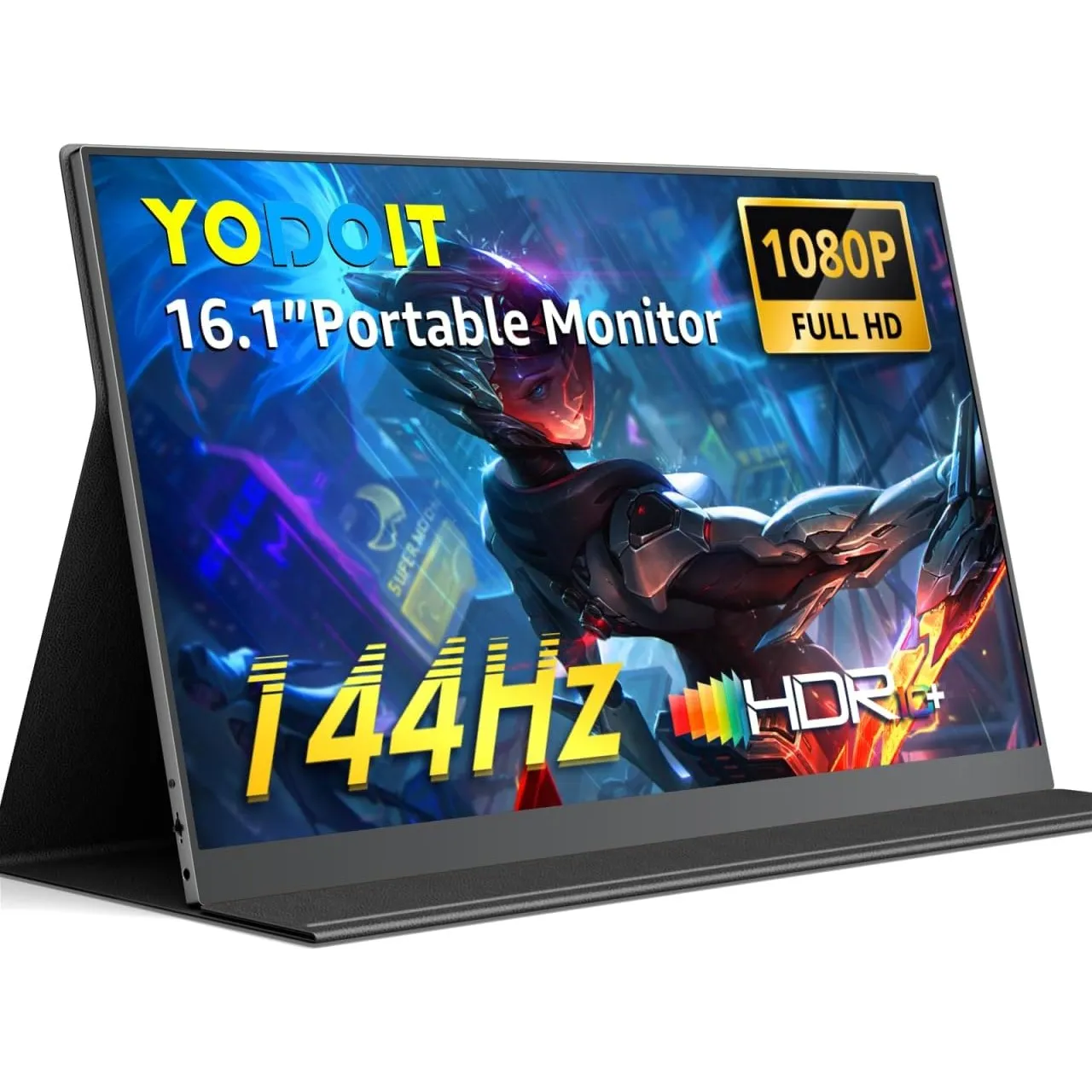 Yodoit 144Hz Portable Monitor, 16,1 Zoll 1920×1080P FHD Bildschirm mit hoher Bildwiederholrate, IPS-Display mit USB-Typ…