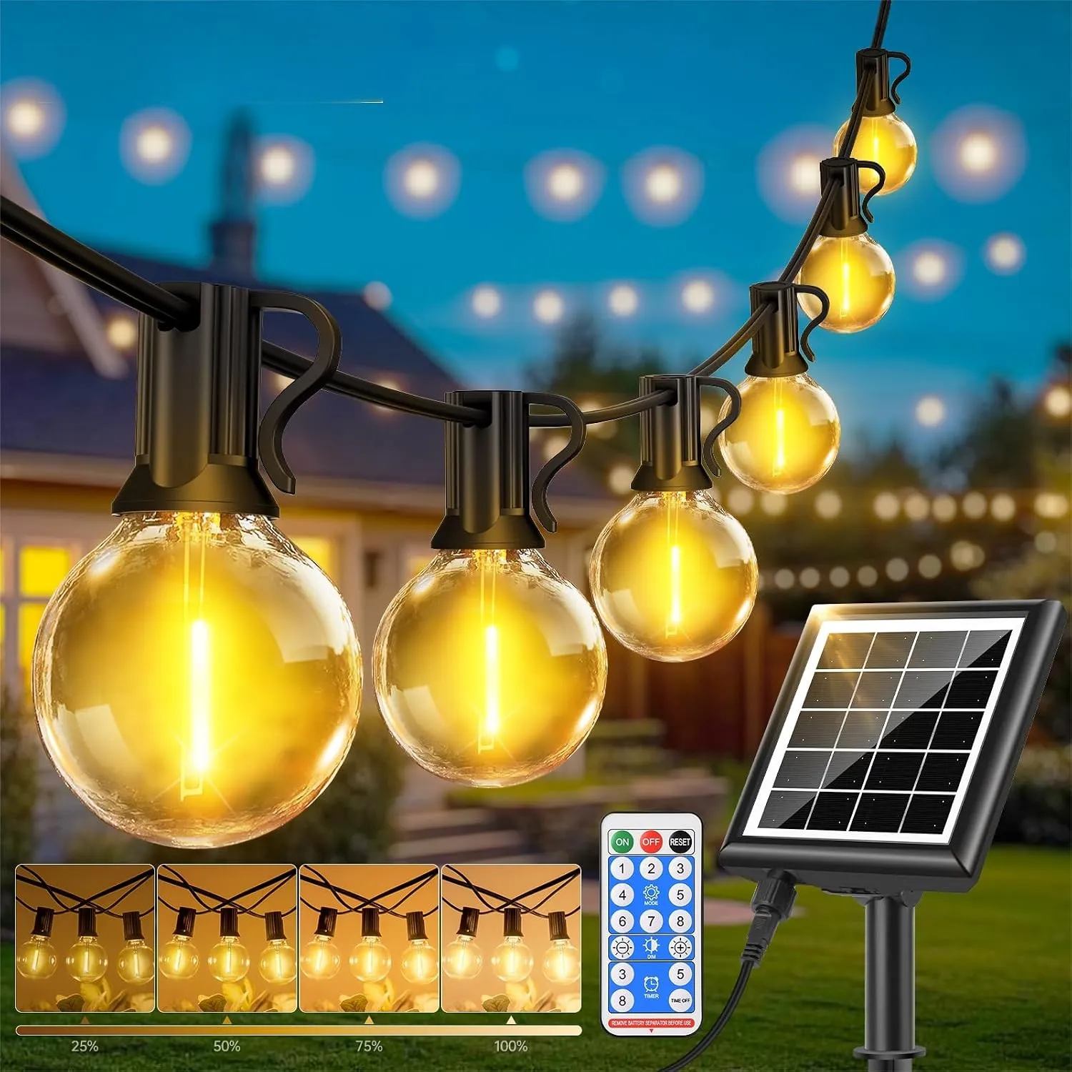 Solar Lichterkette Außen Outdoor 20M - LED Solarlichterkette