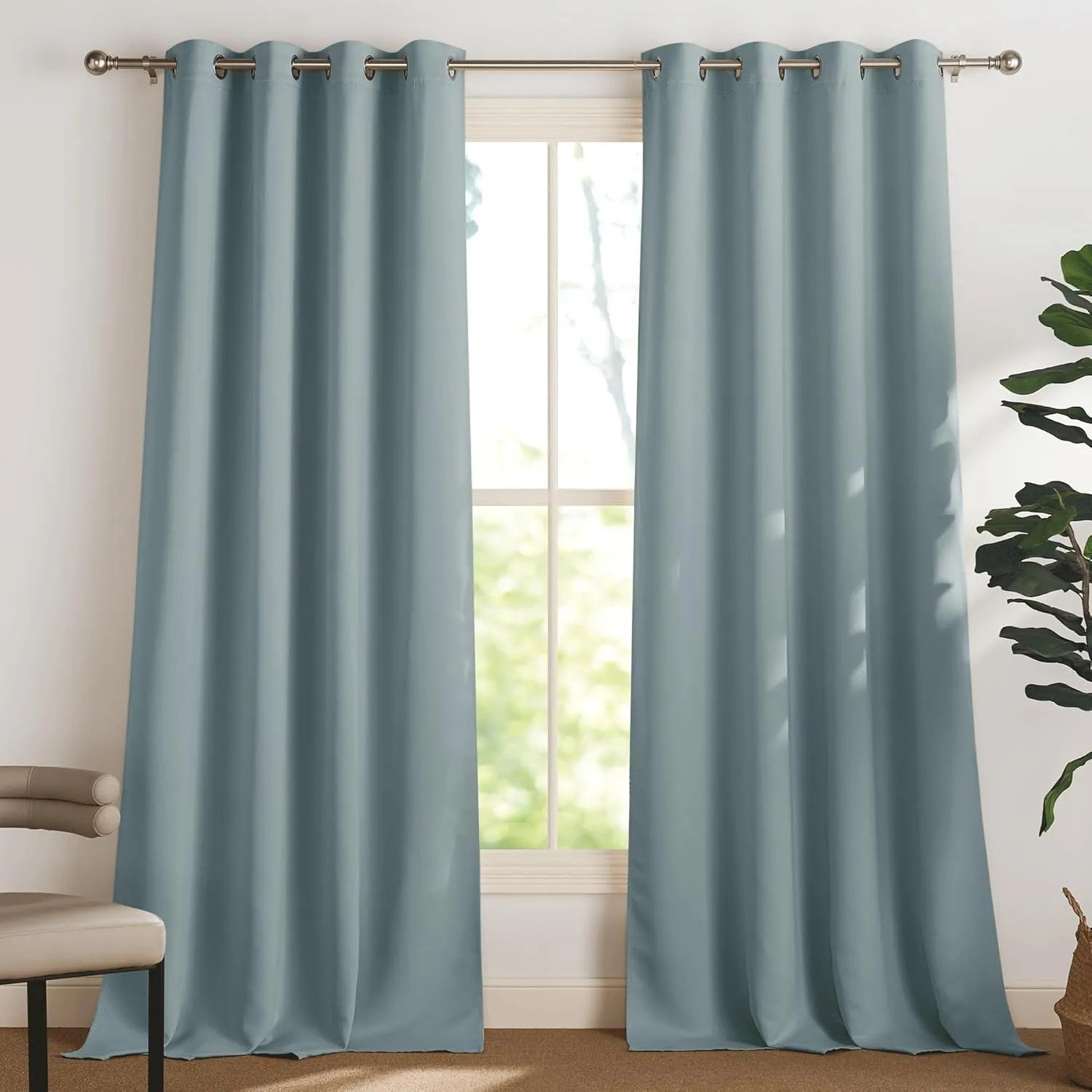 PONY DANCE Abdunkelnde Vorhänge Wohnzimmer Thermovorhang Hitzeschutz Ösenvorhang 2er Set H 280 x B 140 cm Verdunkelungs…