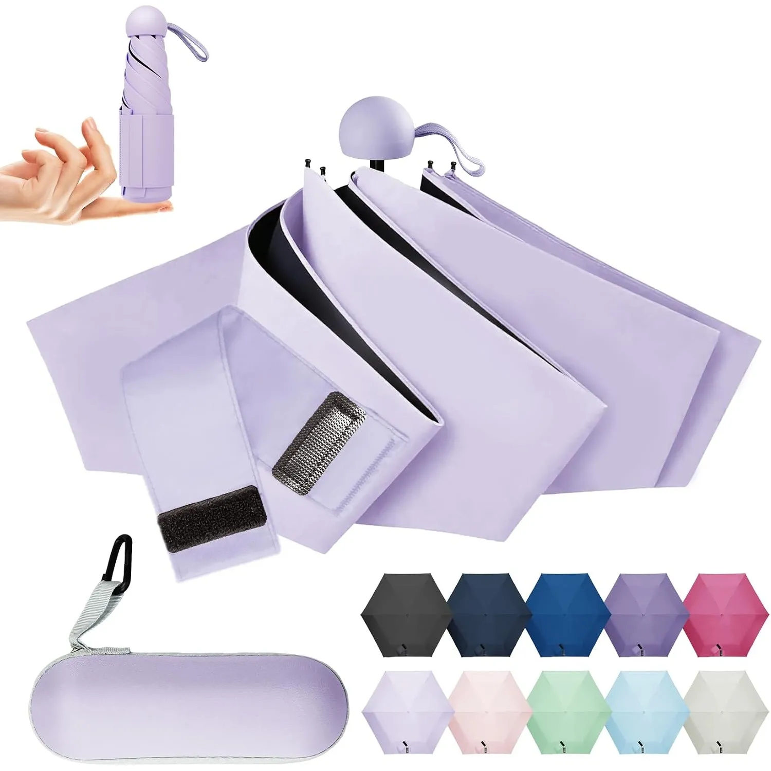 LILAC Mini Regenschirm Leicht & Kompakt, UPF 100+ UV-Schutz Taschenschirm