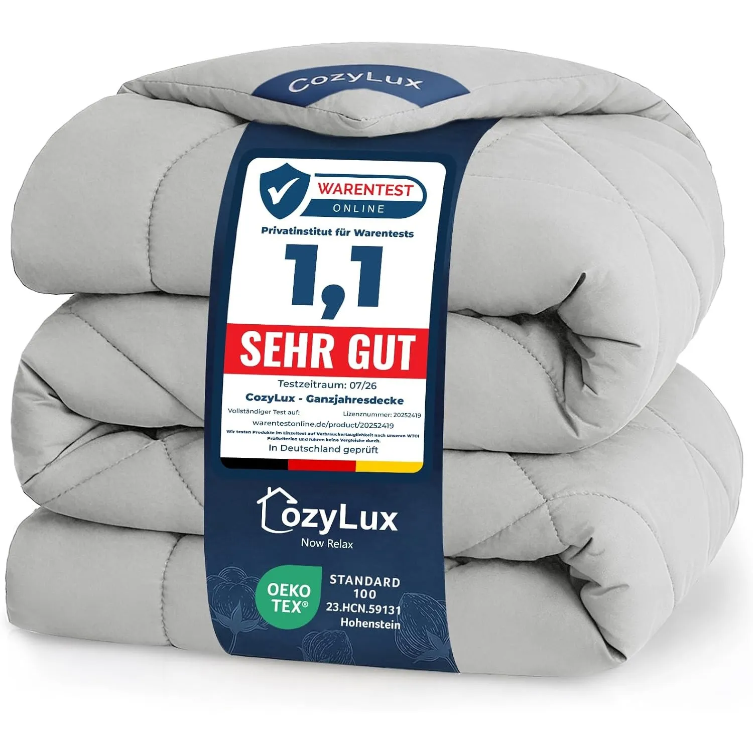 CozyLux Bettdecke 240x260 cm Hellgrau für 4 Jahreszeiten