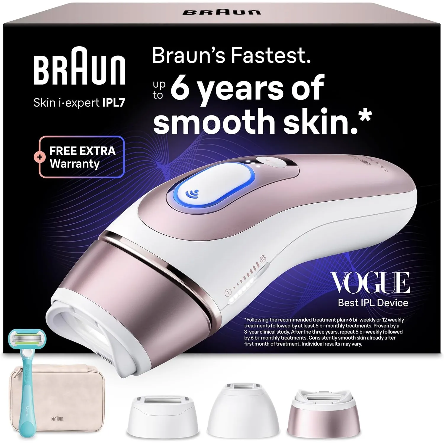 Braun Smart IPL Geräte Haarentfernung Skin i·expert 7, PL7311, Rosegold