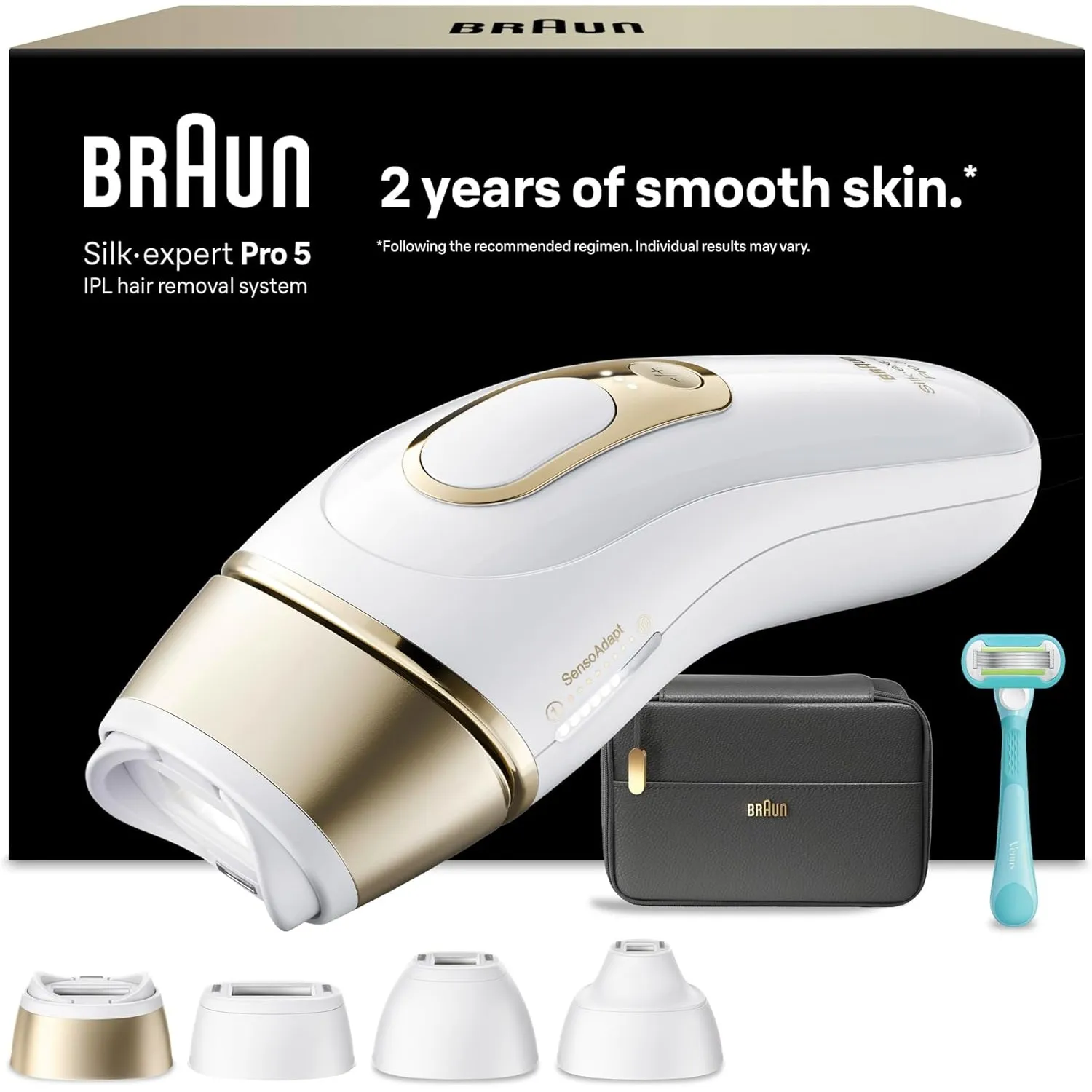 Braun Smart IPL Geräte Haarentfernung Silk·expert Pro 5 — Professionelle Dauerhafte Laser Haarentfernung für Zuhause, D…