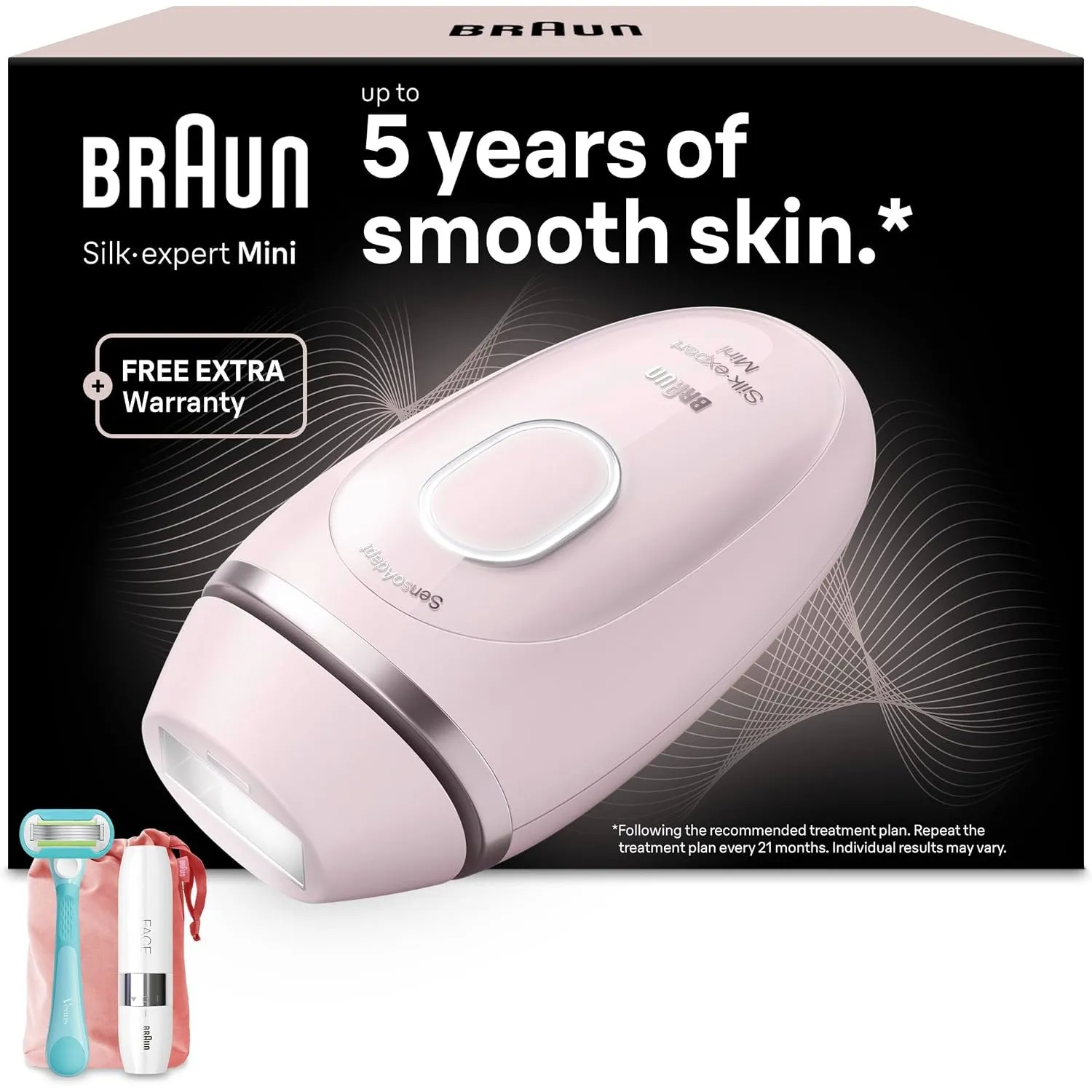 Braun IPL Geräte Haarentfernung Silk·expert Mini, PL1100, Weiß/Silber Alternative Laser Haarentfernung für Zuhause, Dau…
