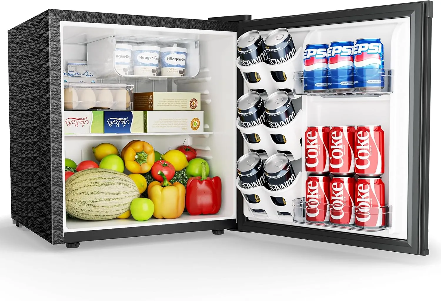 EUHOMY Mini Fridge, 46 L Fridge Small Fridge with Reversible Door, 7 Levels Thermostat, 38 dB Ultra Quiet, Energy Effic…