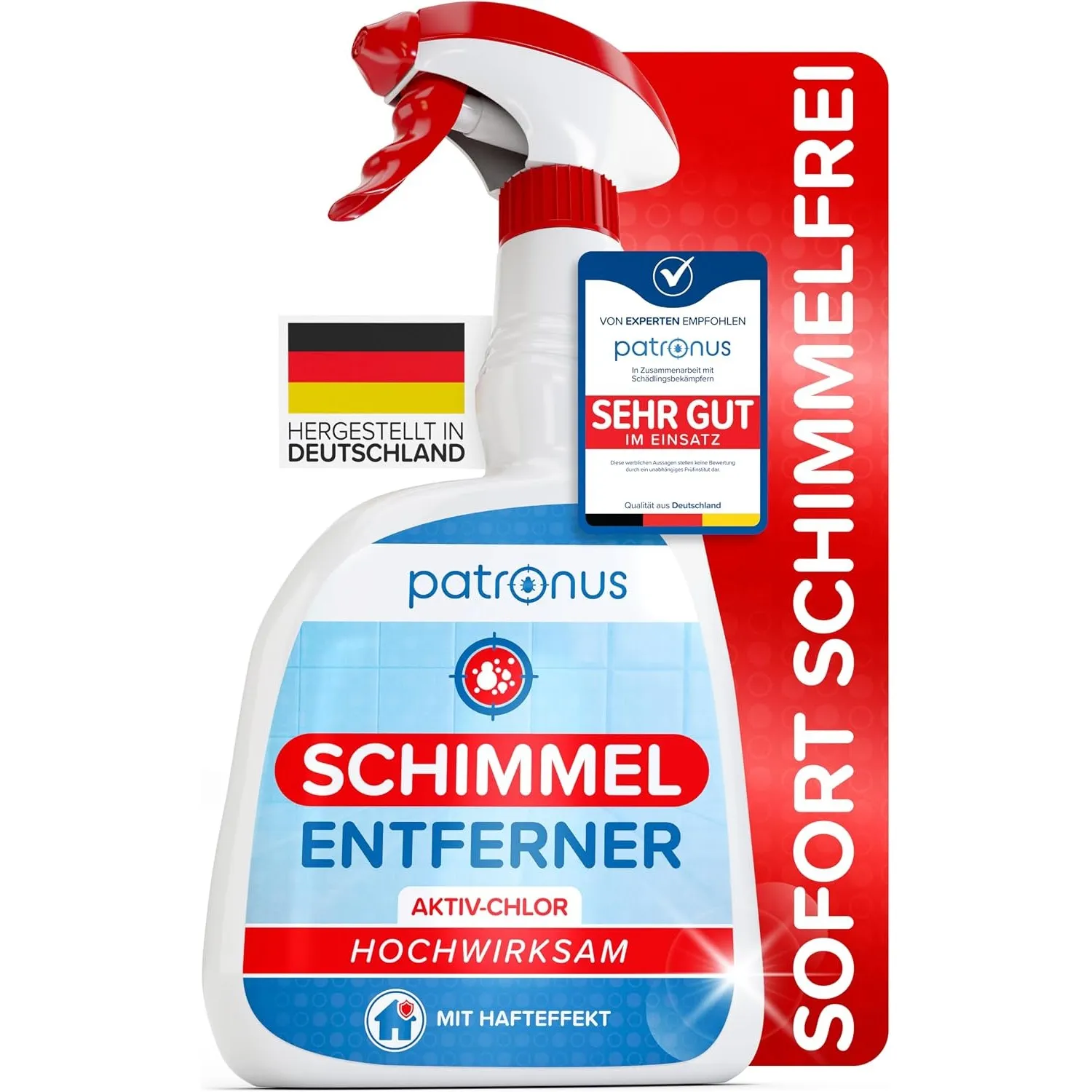 Patronus Profi Schimmelentferner mit Hafteffekt & Sofortwirkung [500 ml]