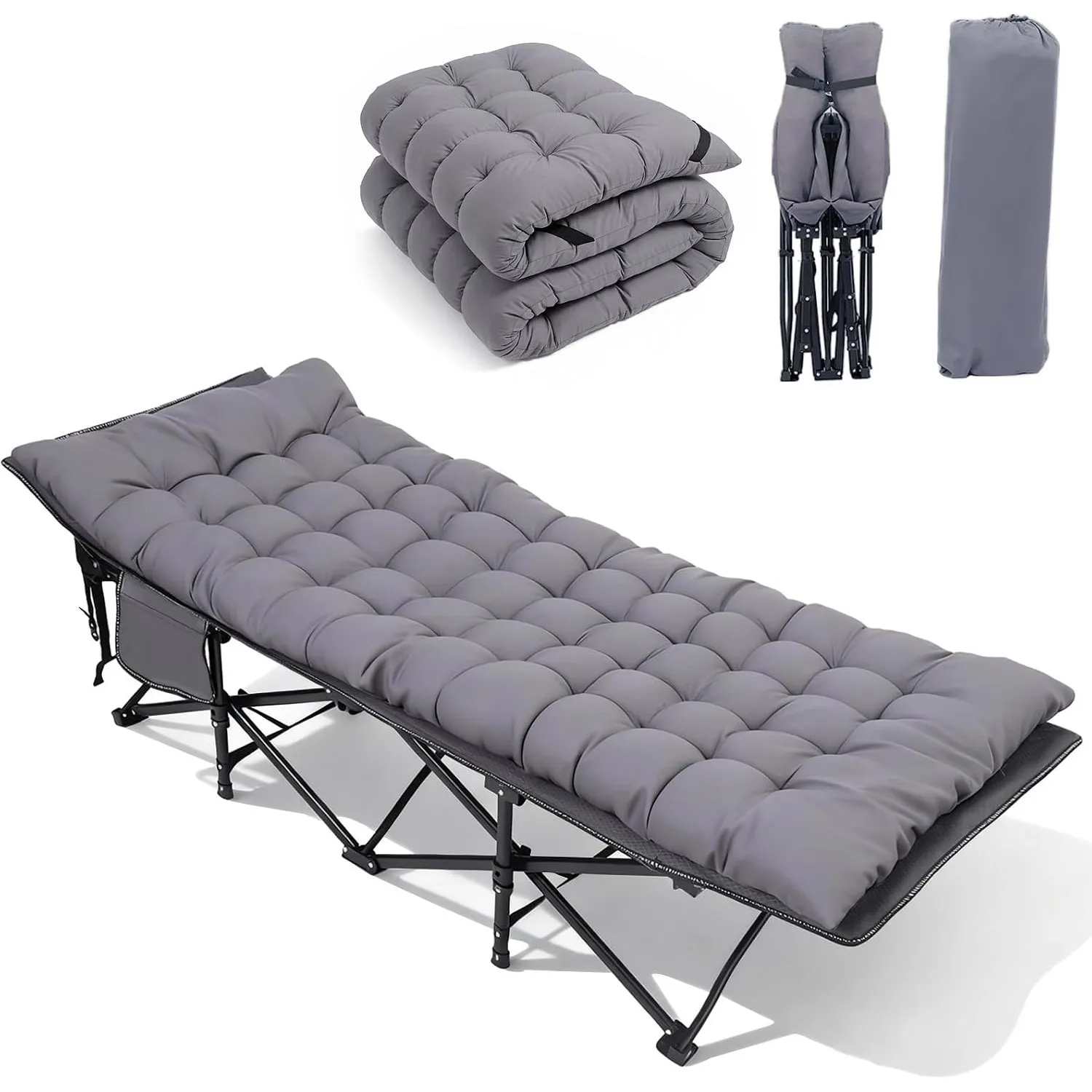 Sekey Feldbett Klappbar XXL, 190 x 71 x 35 cm überbreit, Campingbett inkl. Matratze, verstärkte Stahlrohre und hochwert…