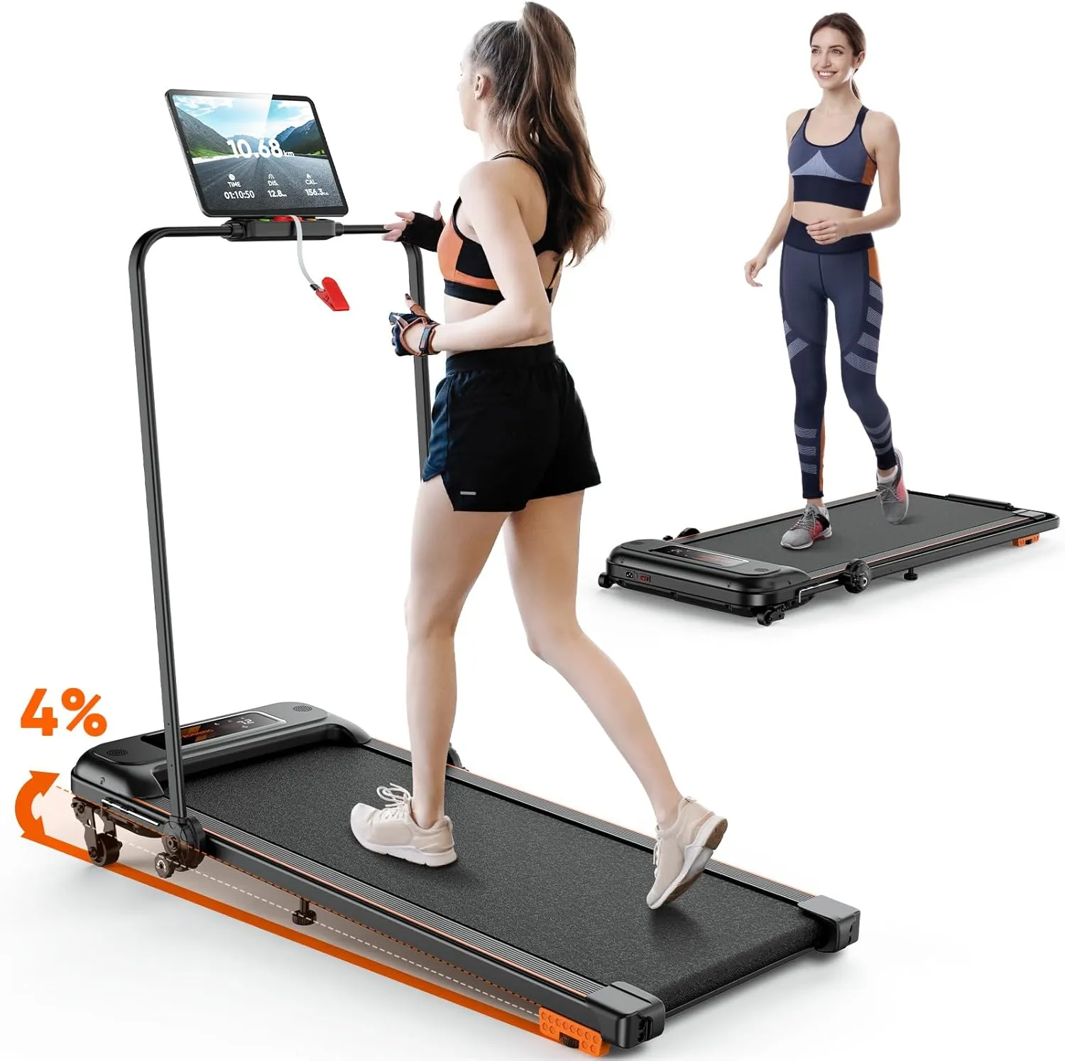 Laufband für Zuhause Klappbar mit Steigung, 2,5PS Walking Pad mit LED-Anzeige, Fernbedienung,Mini Laufband,Leicht & Kom…