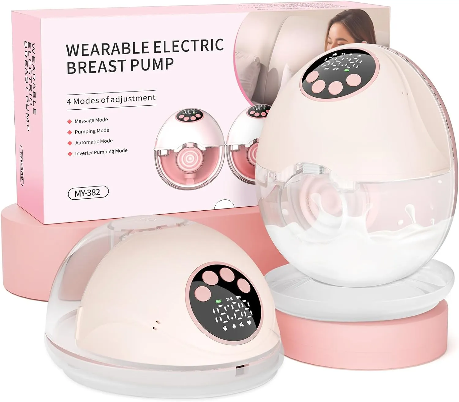 Milchpumpe Elektrisch Tragbare, Elektrische Milchpumpe Handsfree 4 Modi 12 Stufen mit 17/19/21 mm komfortabler Flansch,…