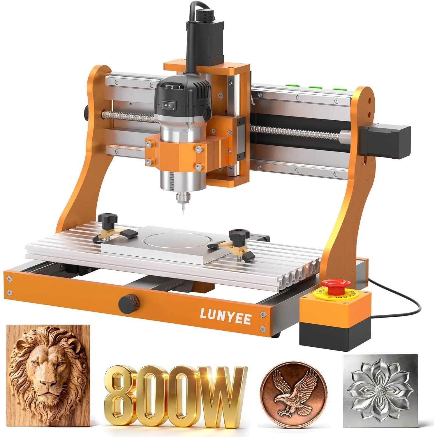 LUNYEE 3020 Nova CNC-Fräsmaschine, Ganzmetall-Linearführungen und Kugelgewindetriebe an allen XYZ-Achsen mit 800-W-Fräs…