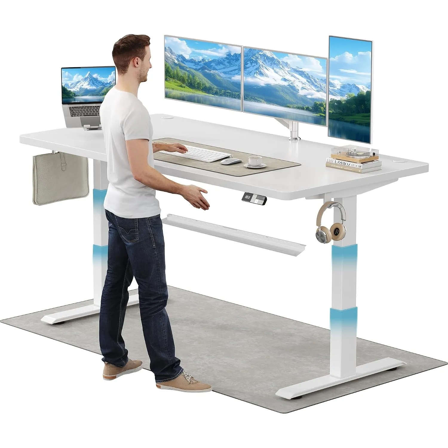 TRIUMPHKEY Höhenverstellbarer Schreibtisch 160x80cm mit 40mm/s Dualmotor