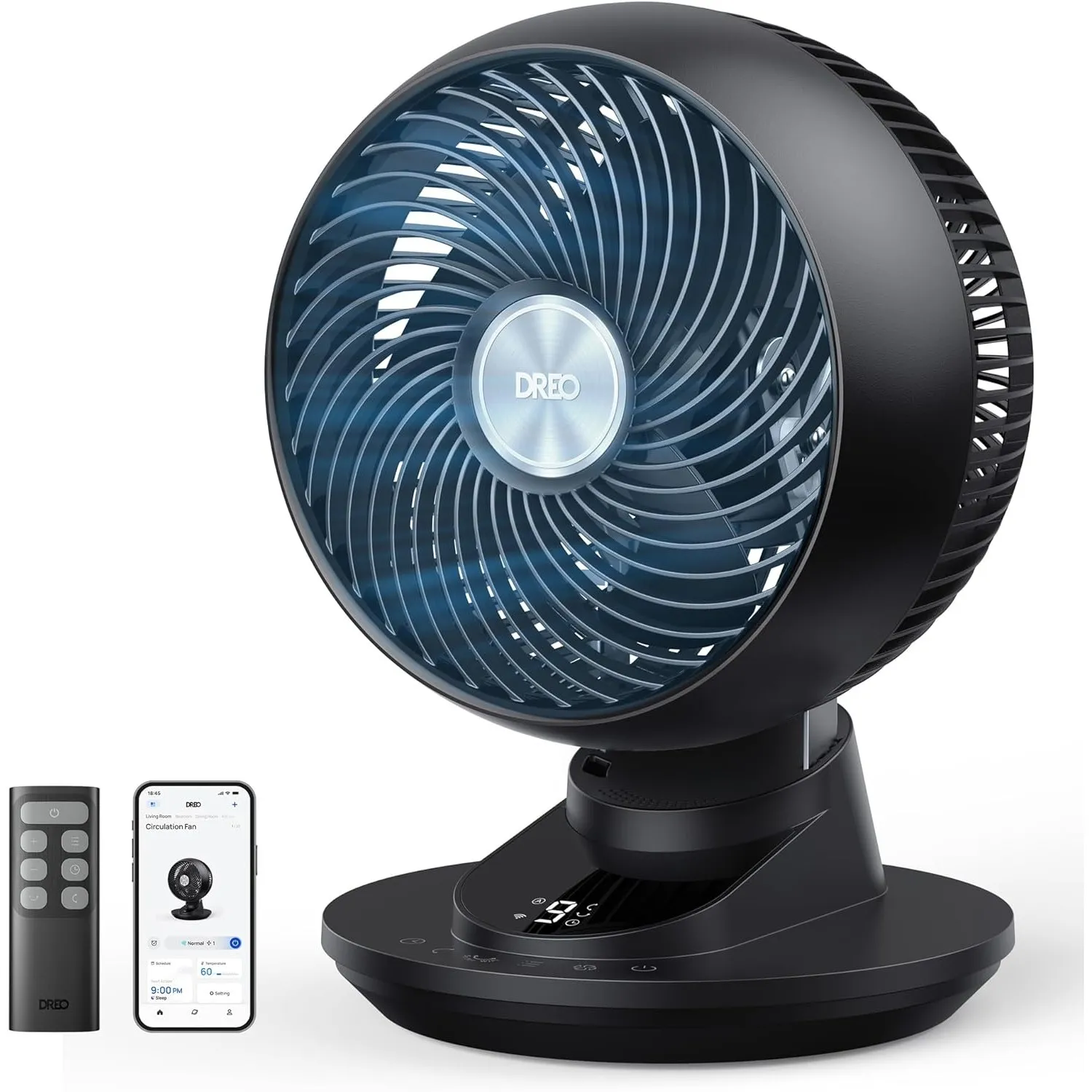 DREO 3D Tischventilator Sehr Leise 22 dB, Ventilator Klein mit Fernbedienung, 8,8 m/s Starker Luftstrom, 90° Oszillatio…