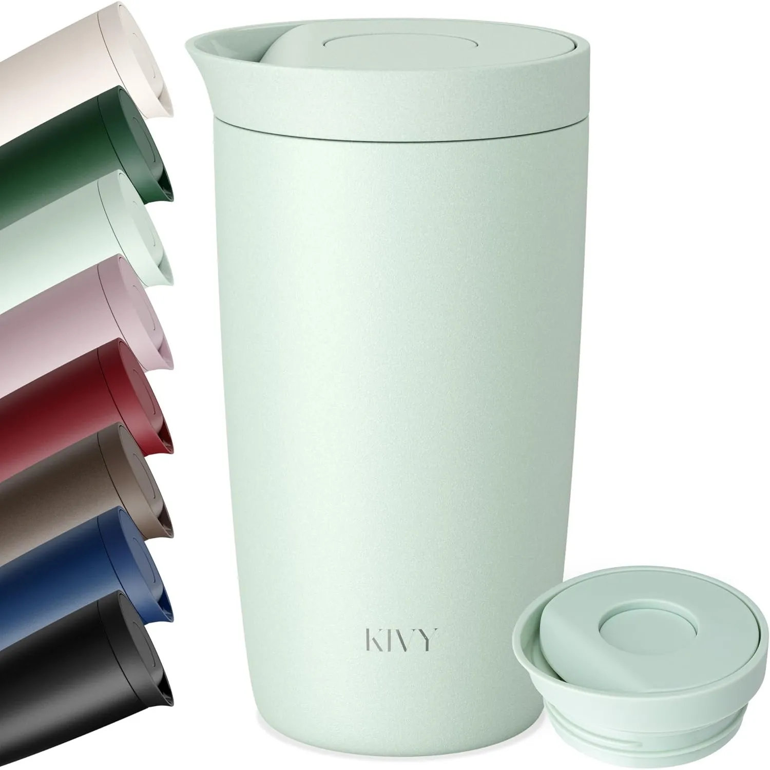 KIVY Isolierte Edelstahl-Reisebecher, 350 ml – Hellgrün