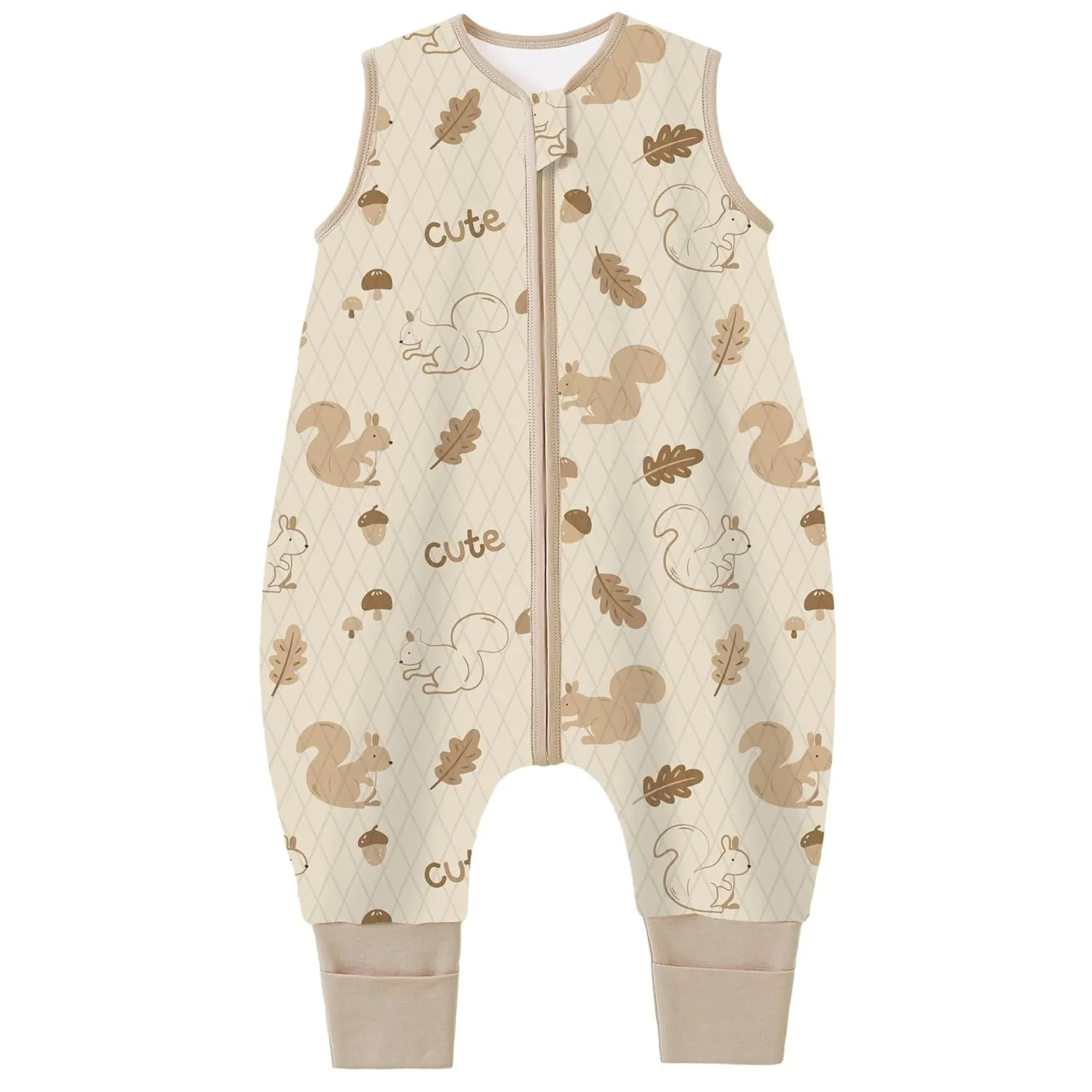 Chilsuessy Baby Ganzjahres Schlafsack mit Füßen 1.5 Tog Kleinkind Schlafsack mit Beinen Baumwolle, 1.5 Tog/Eichhörnchen…