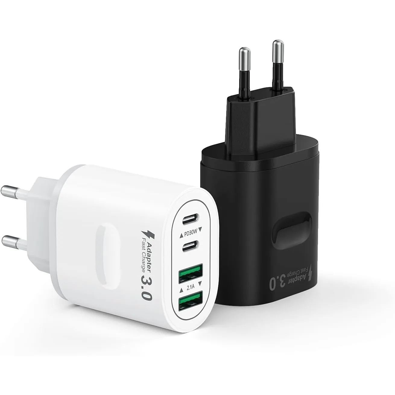 USB C Stecker, 2-Pack 4-Ports USB Ladegerät Mehrfach Ladestecker 60W Power Adapter PD 3.0 Schnellladegerät USBC Netztei…