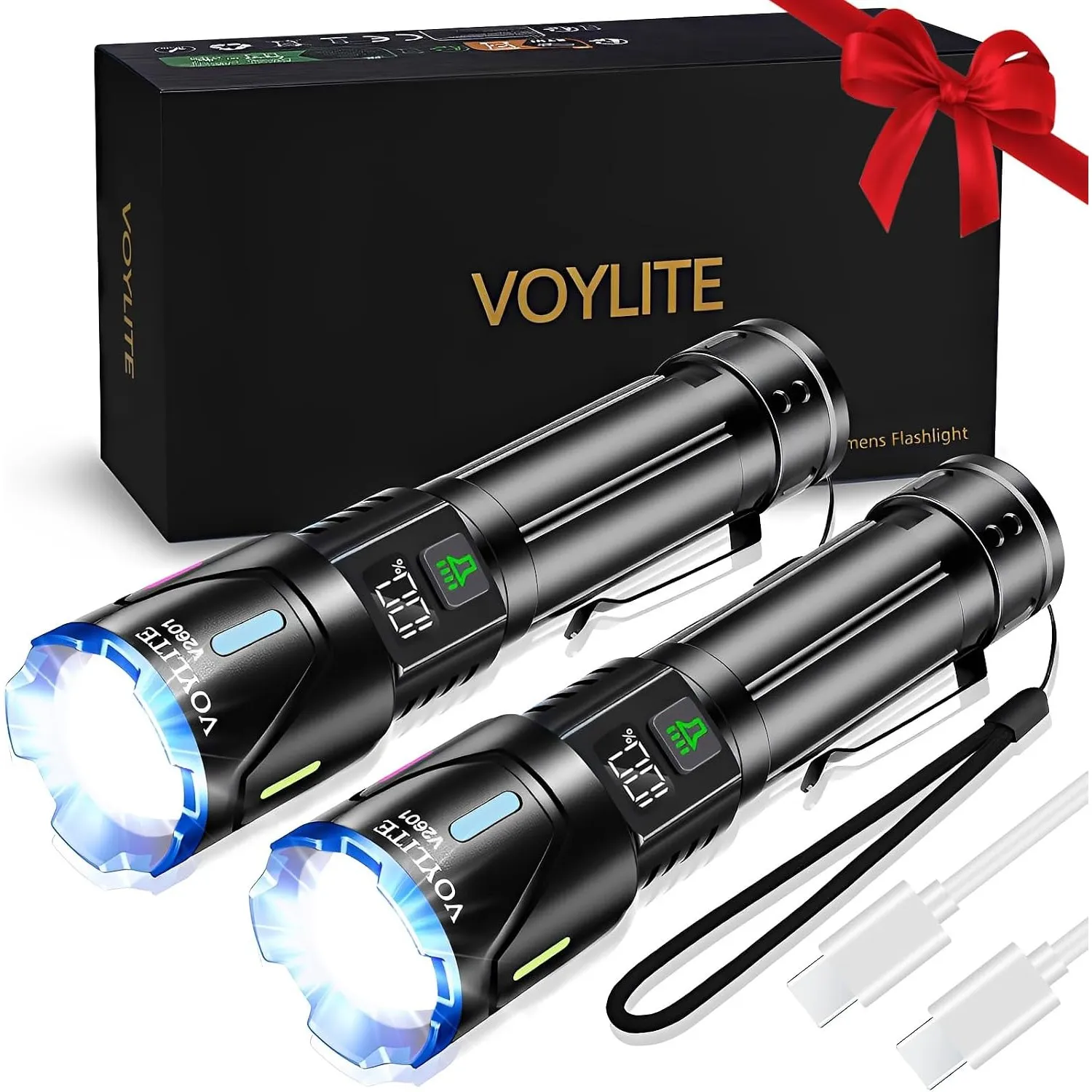Taschenlampe LED Aufladbar 2-Stück, 1000000 Lumens Extrem Hell